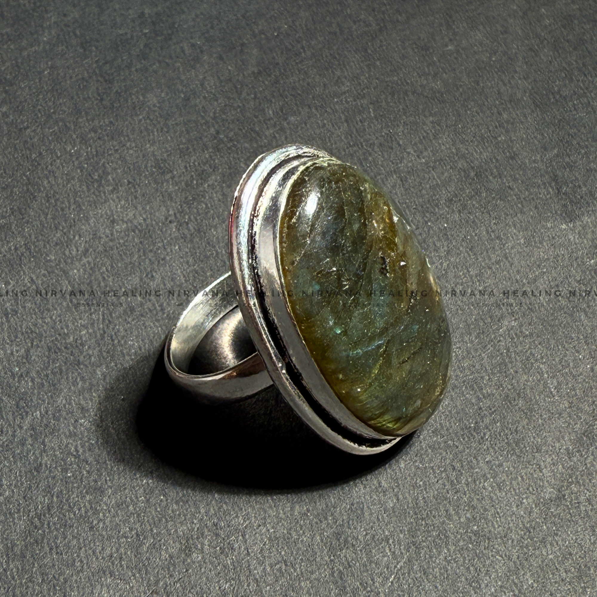 GREEN UNAKITE OVAL RING (Emotional Healing, Heart Awakening, Inner Peace) . - Image 2