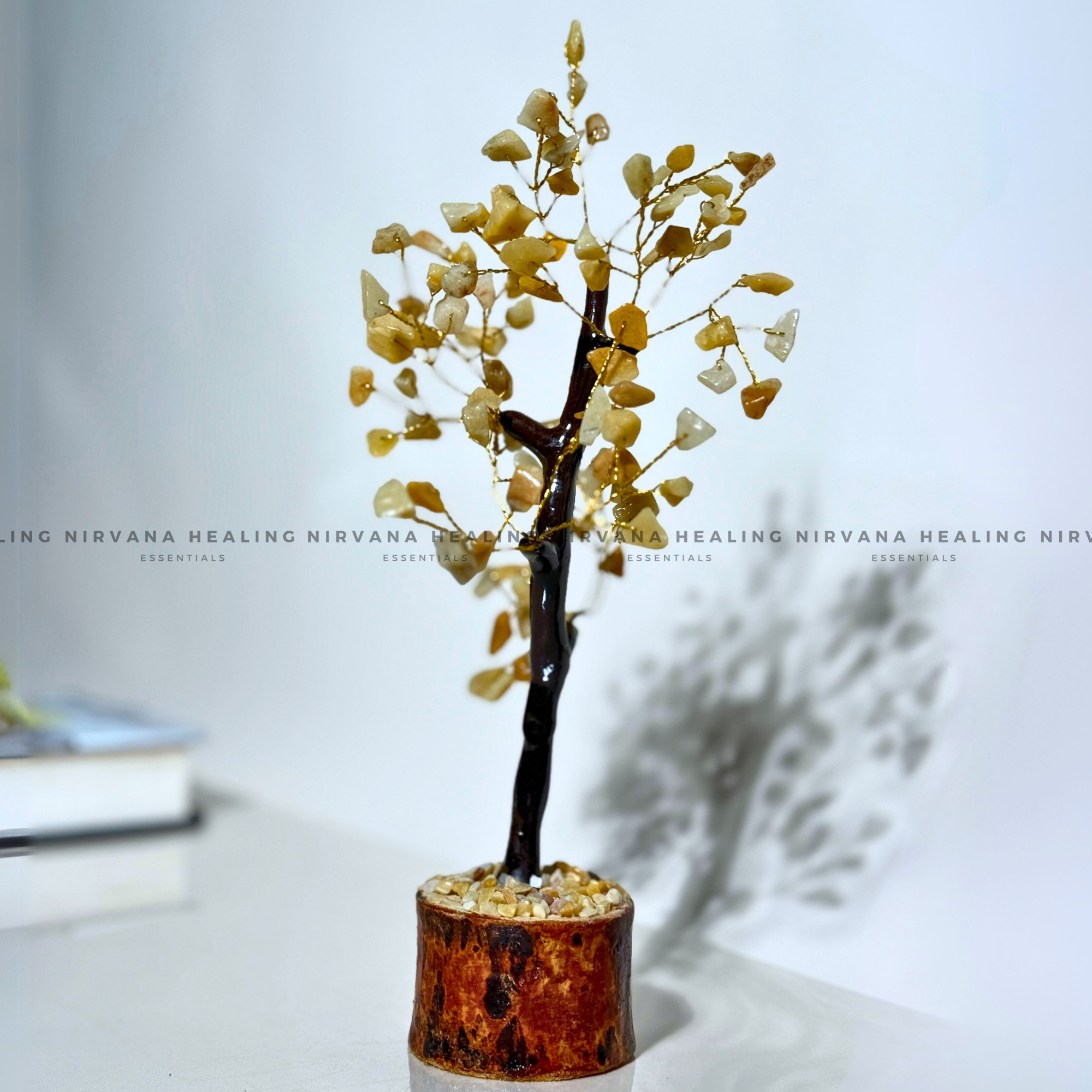 YELLOW AVENTURINE CRYSTAL TREE (SMALL) Approx 100 Beads (Joy, Leadership, Empowerment). - Image 2