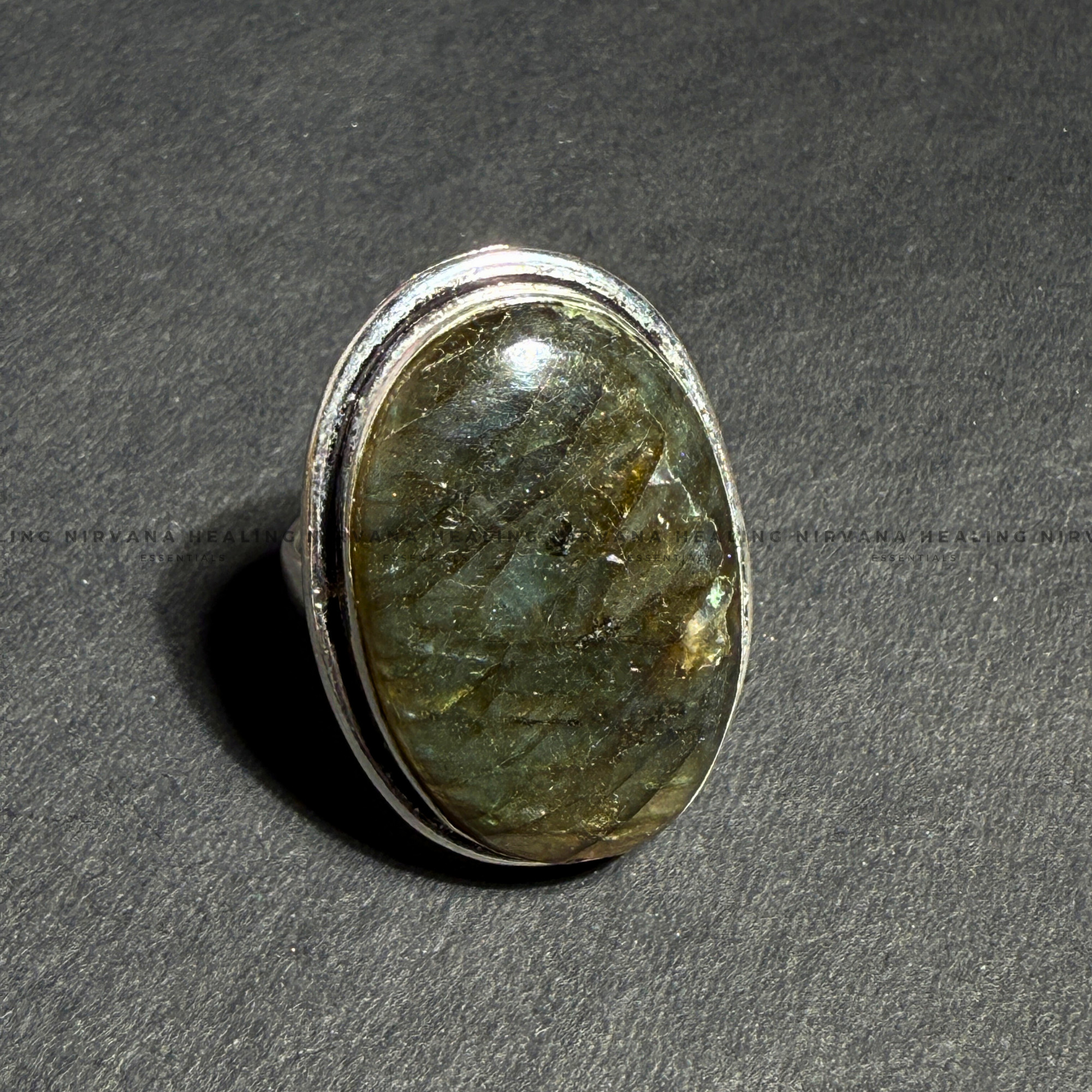 GREEN UNAKITE OVAL RING (Emotional Healing, Heart Awakening, Inner Peace) . - Image 5