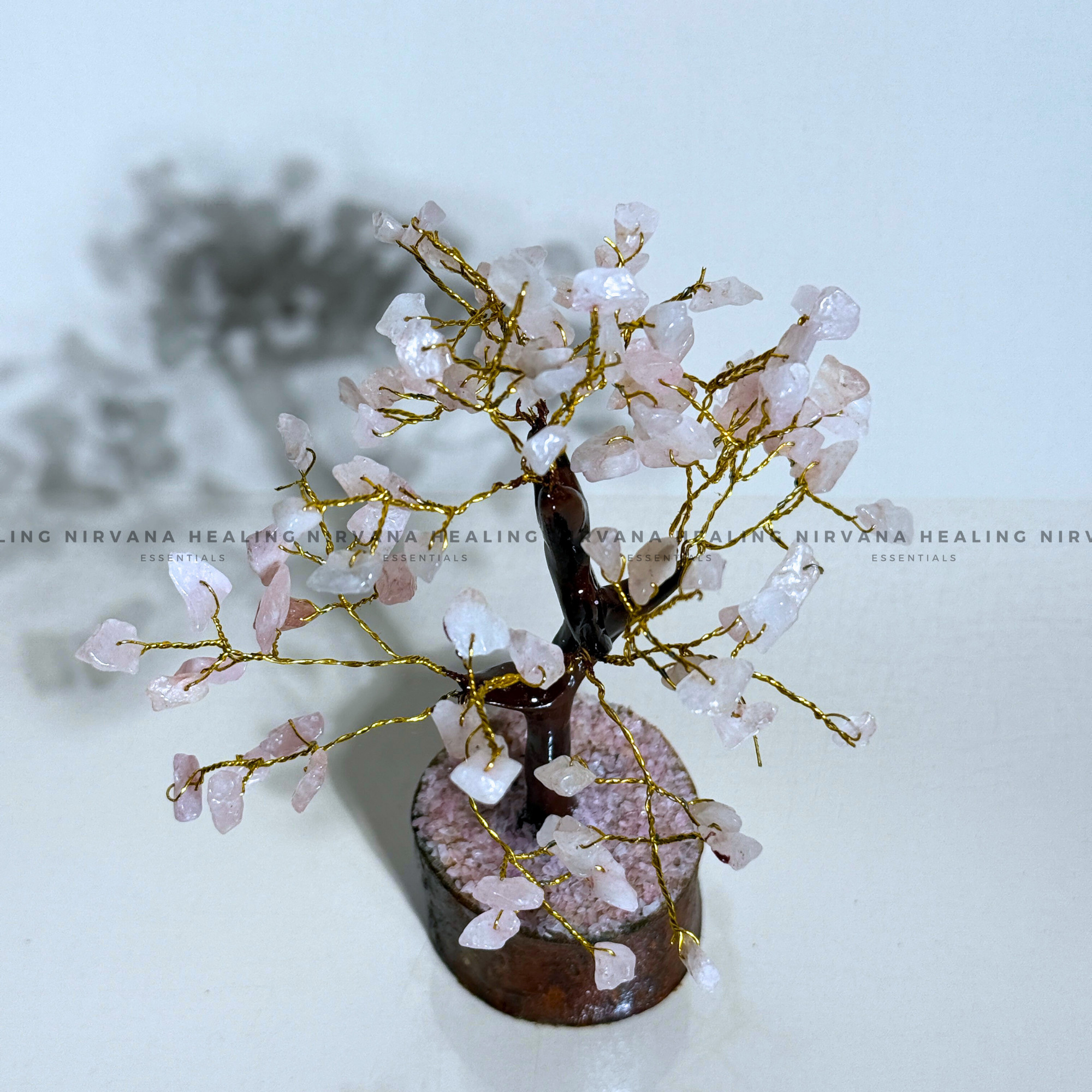 ROSE QUARTZ CRYSTAL TREE (SMALL) Approx 100 Beads (Love, Romance, Relationship And Emotions Balance) - Image 2