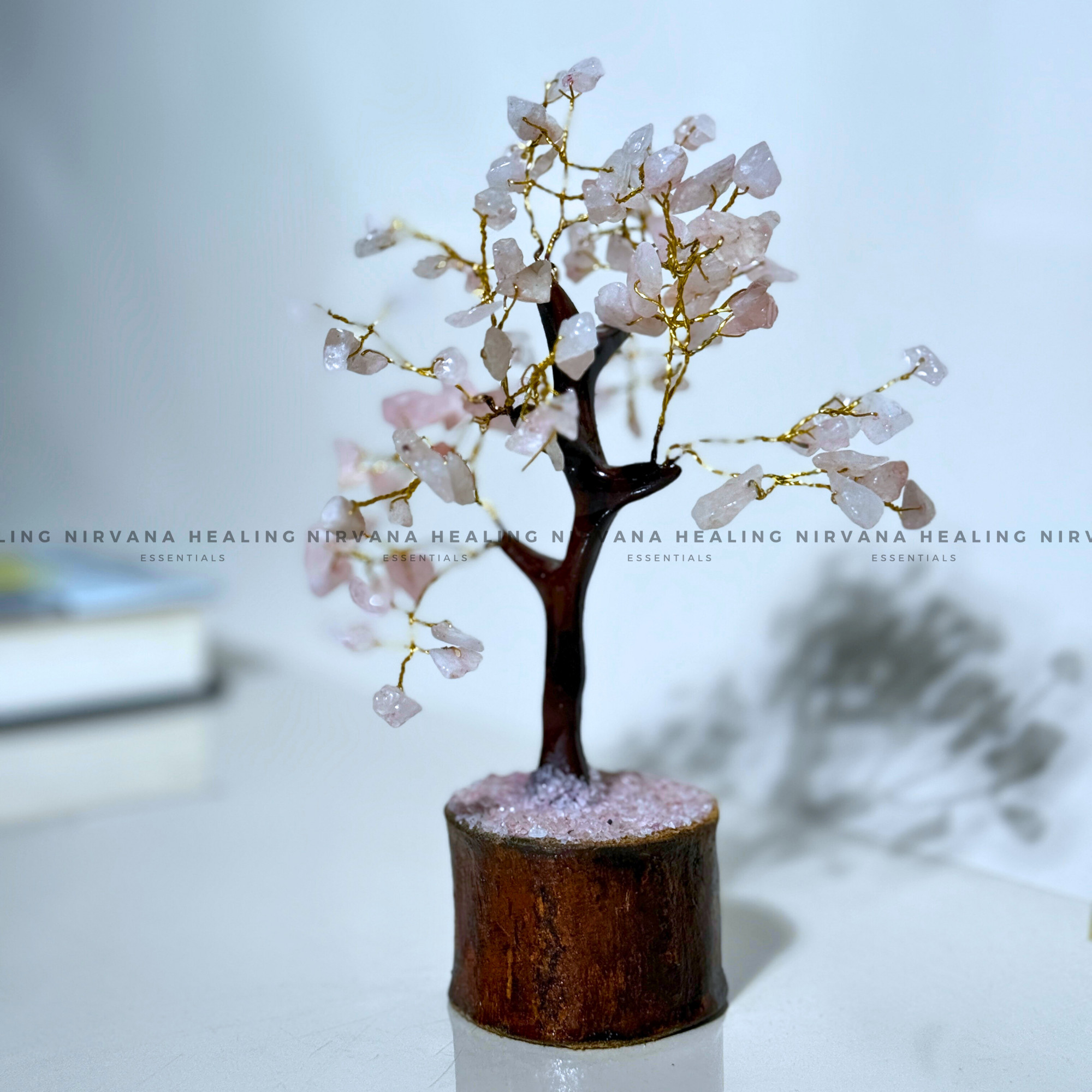 ROSE QUARTZ CRYSTAL TREE (SMALL) Approx 100 Beads (Love, Romance, Relationship And Emotions Balance) - Image 4