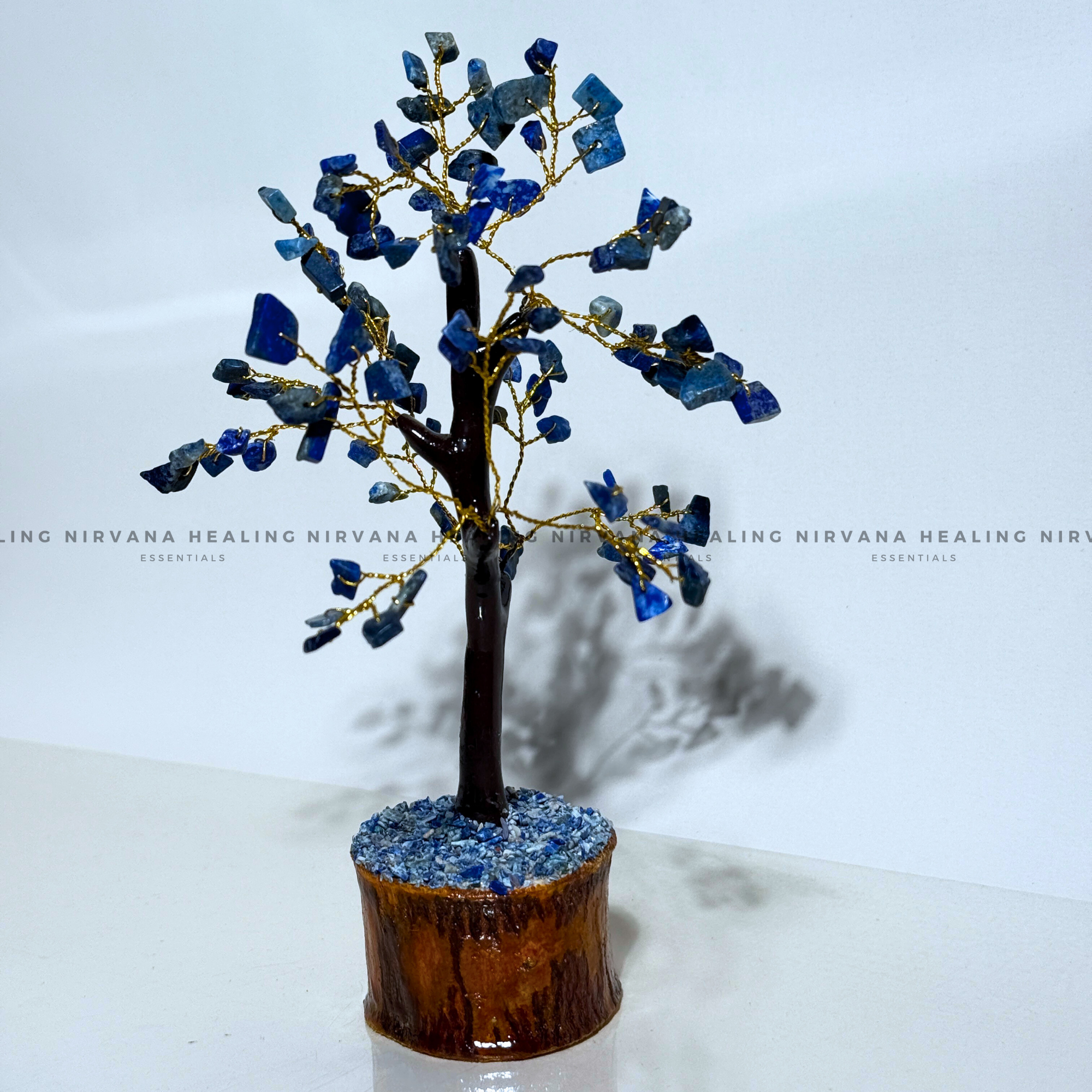 LAPIS LAZULI CRYSTAL TREE (SMALL) Approx 100 Beads  (Communication, Truth, Ease Of Expression And Wisdom)