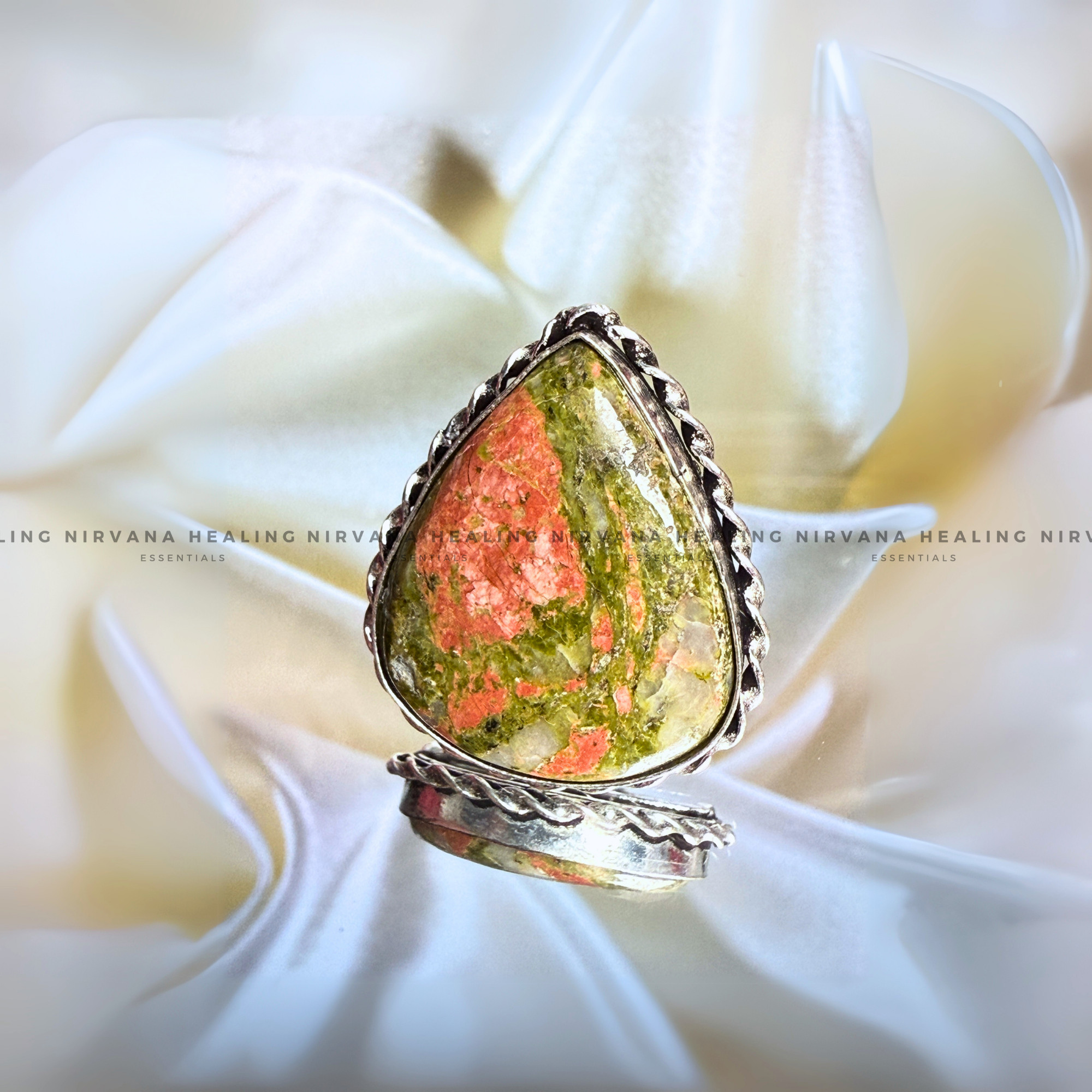 UNAKITE DIAMOND SHAPED RING
(Emotional Healing, Heart Awakening, Inner Peace) .
- Image 4