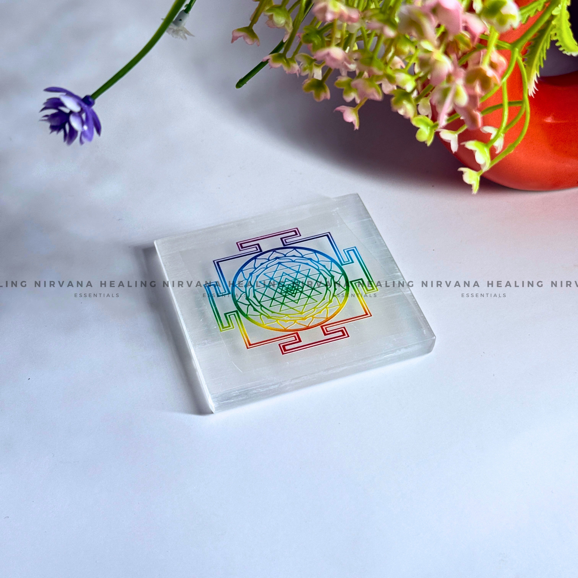 SELENITE SHREE YANTRA CHARGING PLATE (Aura Cleansing ,Charging, Cleansing And Purification). - Image 4