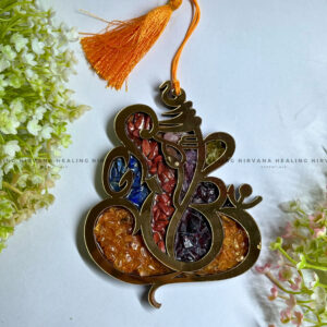 GANESHA SEVEN CHAKRA WALL HANGING WITH CRYSTAL CHIPS (Prosperity, Obstacle Removal And Chakra Healing)
