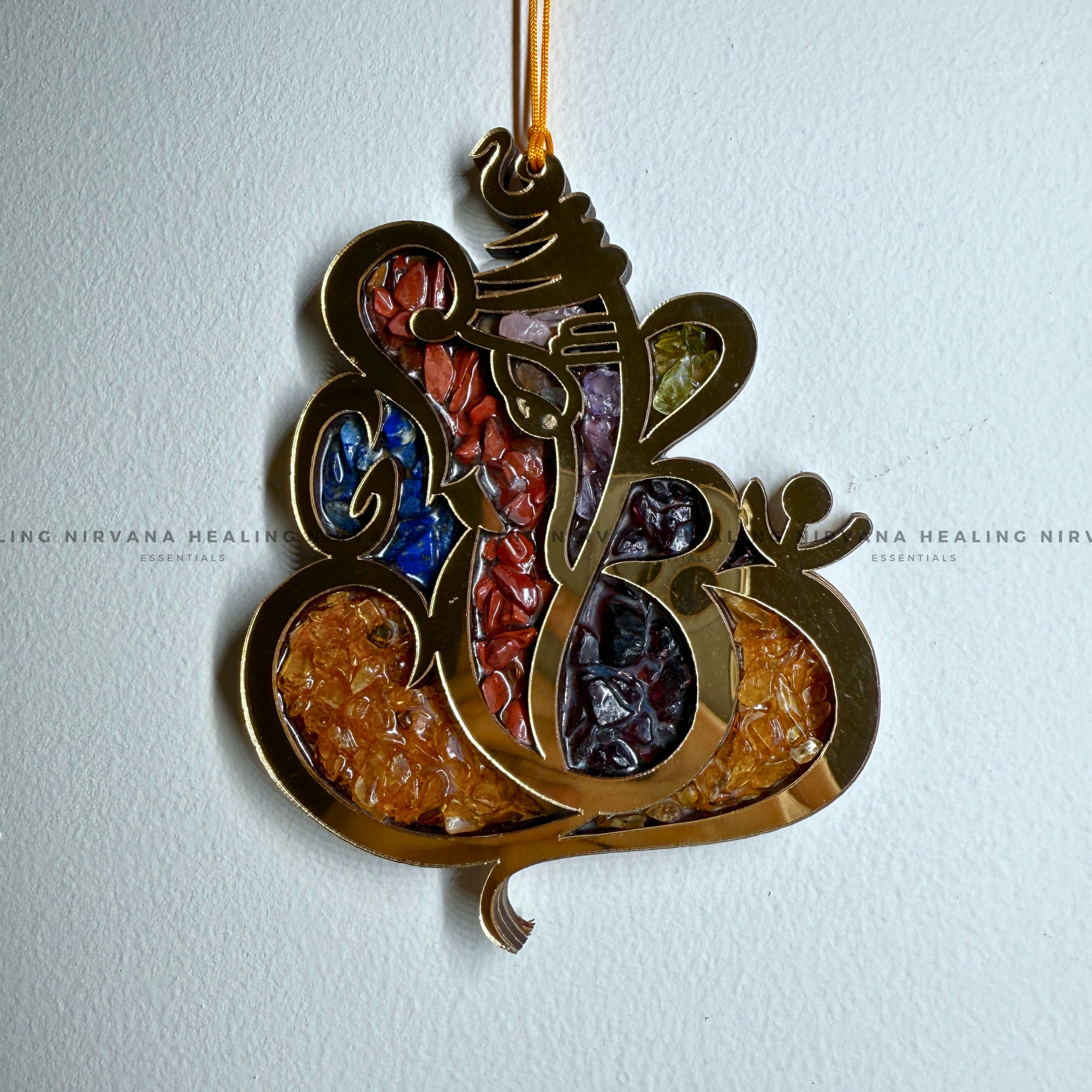 GANESHA SEVEN CHAKRA WALL HANGING WITH CRYSTAL CHIPS (Prosperity, Obstacle Removal And Chakra Healing) - Image 3