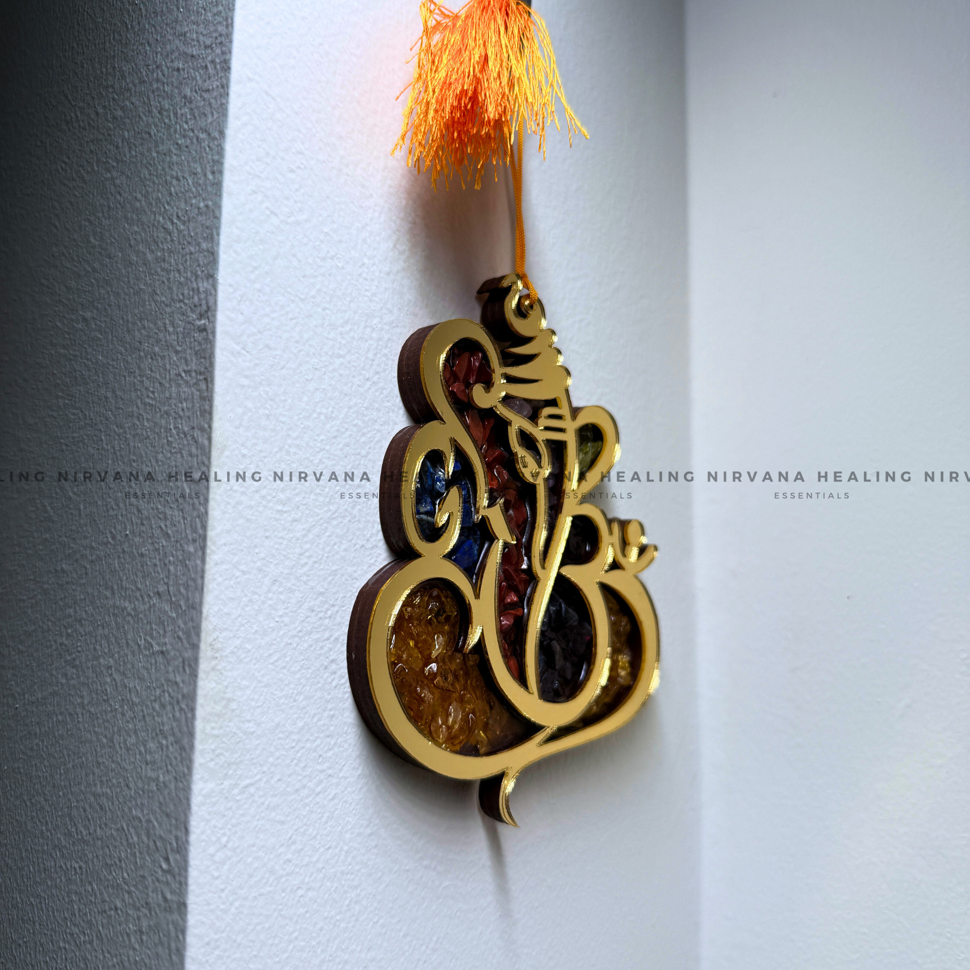 GANESHA SEVEN CHAKRA WALL HANGING WITH CRYSTAL CHIPS (Prosperity, Obstacle Removal And Chakra Healing) - Image 5