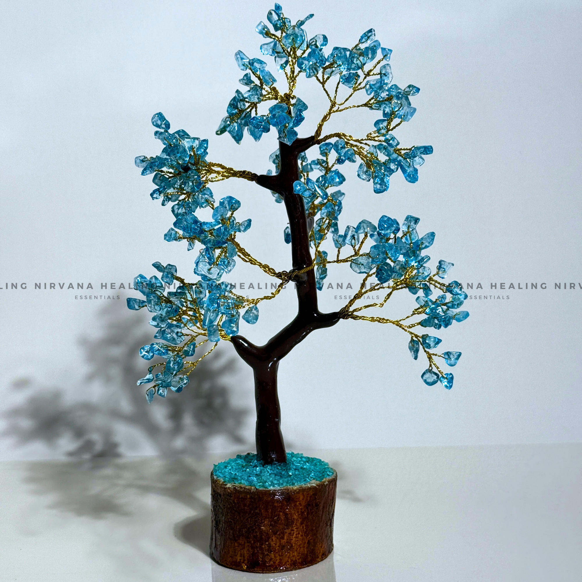 AQUAMARINE CRYSTAL TREE (BIG) Approx 300 Beads (Calm, Clarity, Courage And Emotional Healing)