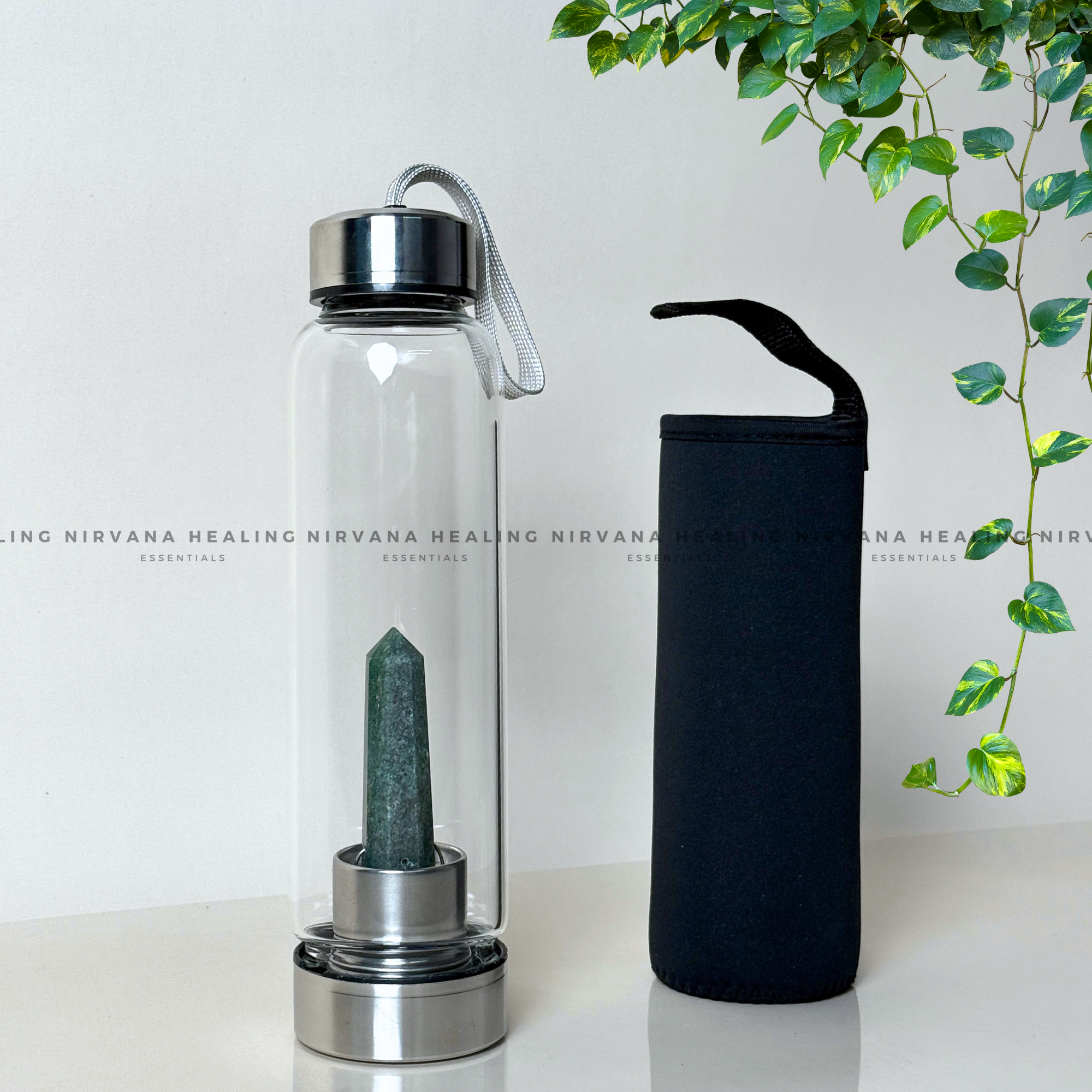 GREEN AVENTURINE INFUSED CRYSTAL ELIXIR BOTTLE (Luck, Money, Abundance, Career And Growth). - Image 3
