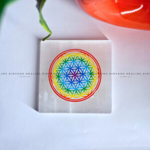 SELENITE FLOWER COLOUR CHARGING PLATE (Aura Cleansing ,Charging, Cleansing And Purification).