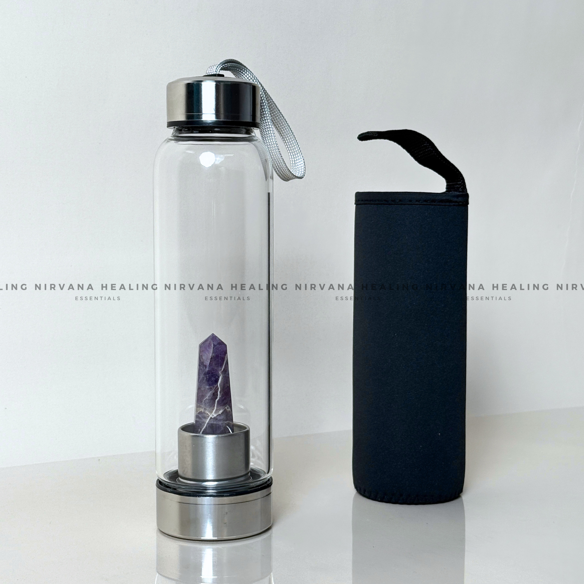 AMETHYST INFUSED CRYSTAL ELIXIR BOTTLE (Meditation, Stress, Intuition and Manifestation) - Image 2