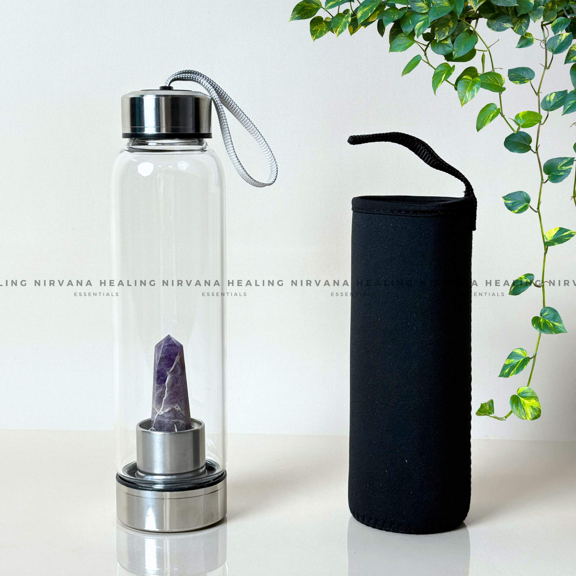AMETHYST INFUSED CRYSTAL ELIXIR BOTTLE (Meditation, Stress, Intuition and Manifestation) - Image 3