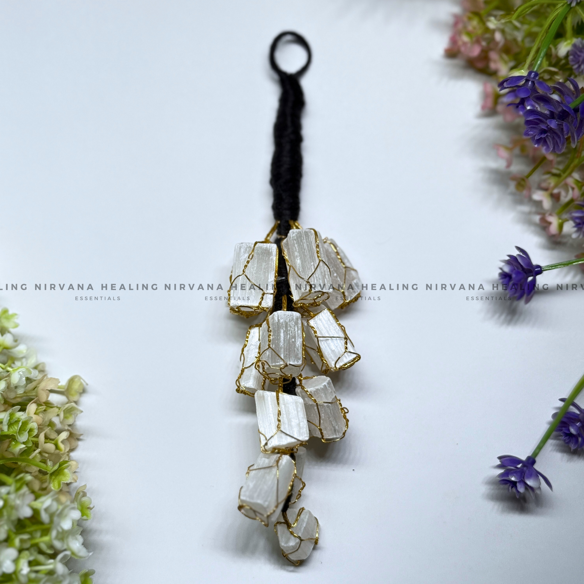 SELENITE ROUGH CHUNKS DOOR HANGING (Aura Cleansing ,Charging, Cleansing And Purification).