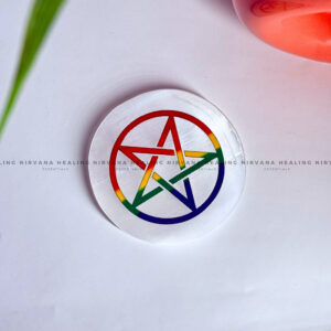 SELENITE STAR SYMBOL COLOUR CHARGING PLATE (Aura Cleansing ,Charging, Cleansing And Purification).