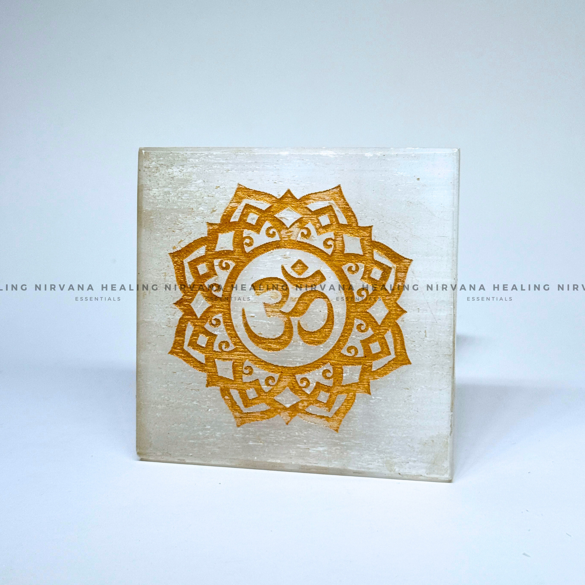 SELENITE GOLDEN AUM CHARGING PLATE (Aura Cleansing ,Charging, Cleansing And Purification). - Image 4