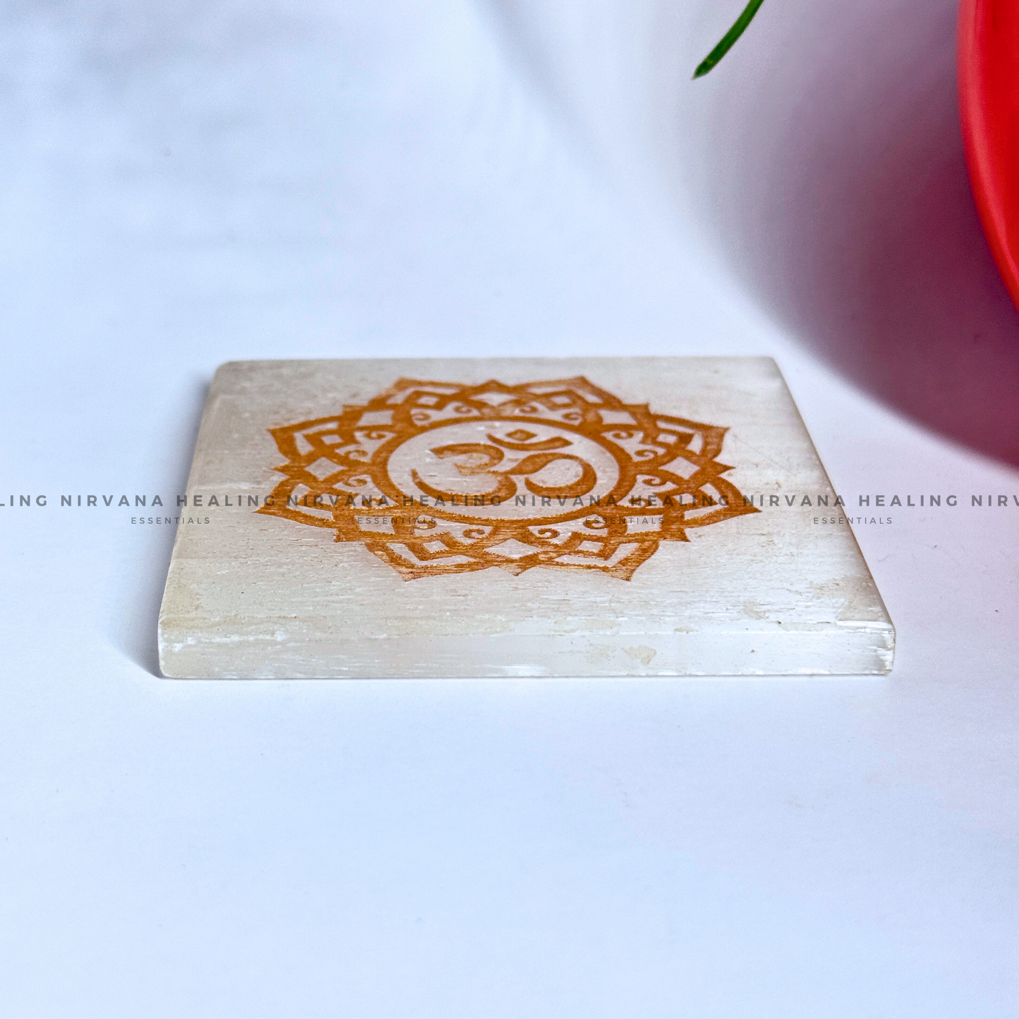 SELENITE GOLDEN AUM CHARGING PLATE (Aura Cleansing ,Charging, Cleansing And Purification). - Image 3