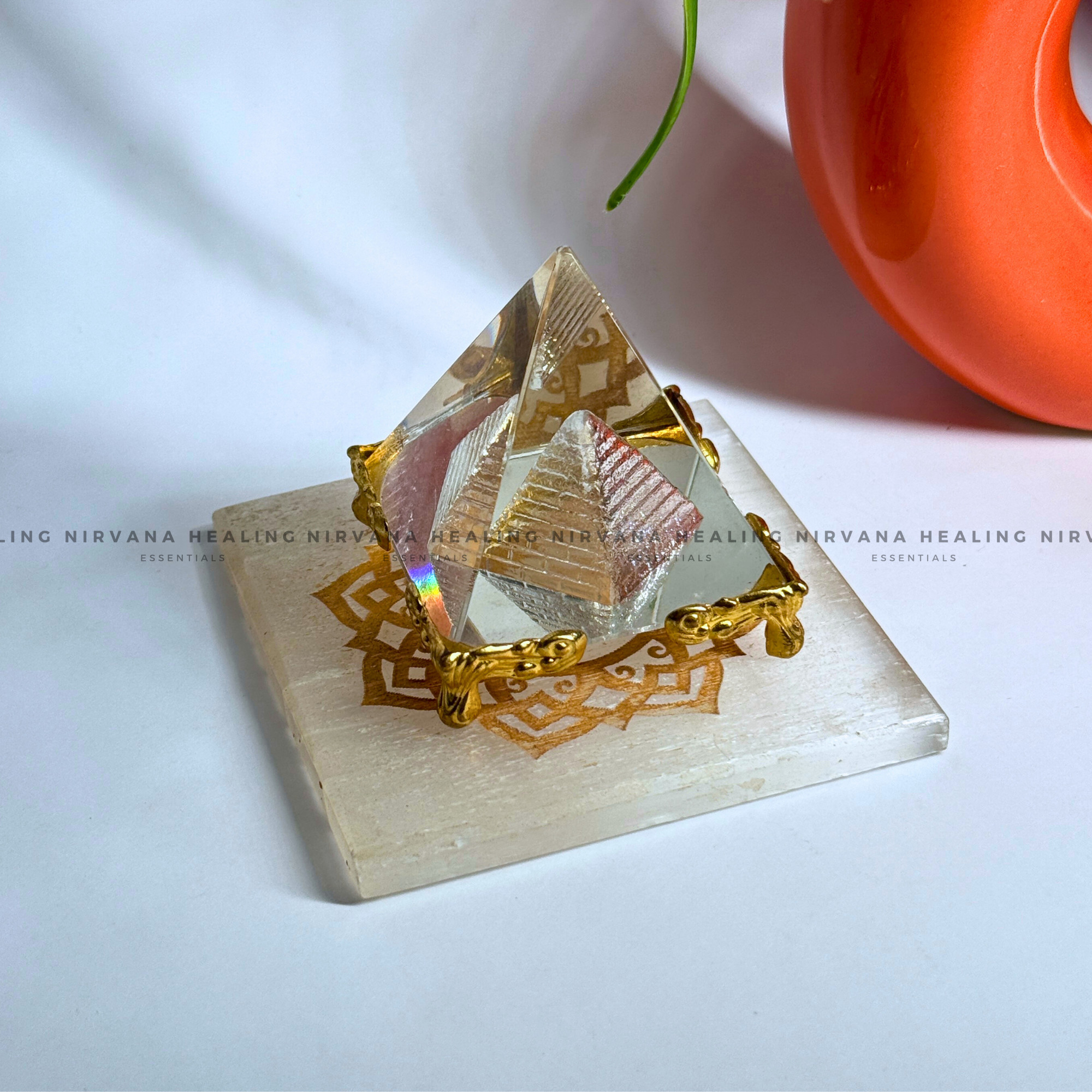 SELENITE GOLDEN AUM CHARGING PLATE (Aura Cleansing ,Charging, Cleansing And Purification). - Image 5