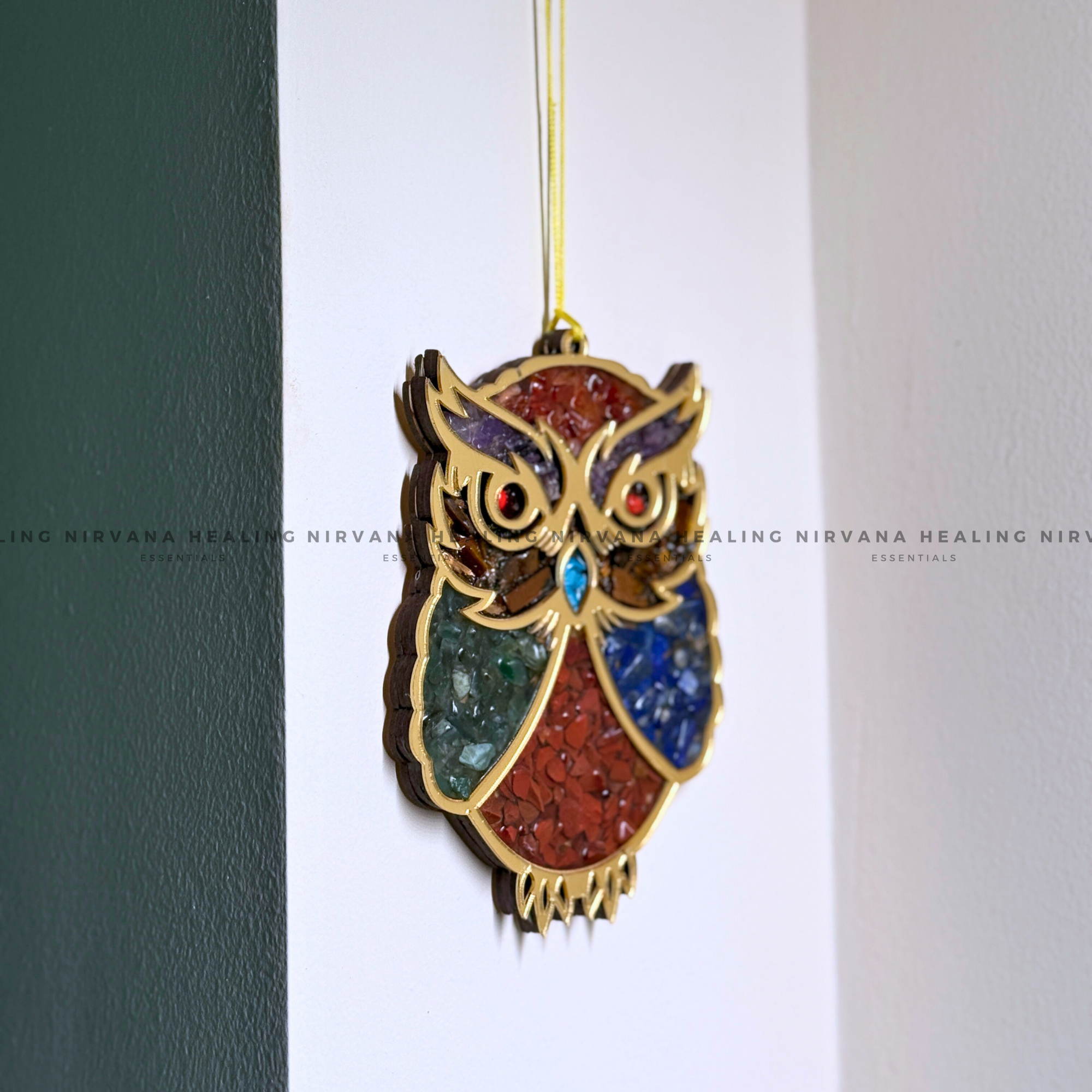 OWL HANGING WITH CRYSTAL CHIPS (Symbol of Wisdom, Fortune And Protection) - Image 3