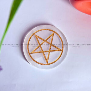 SELENITE GOLDEN STAR SYMBOL CHARGING PLATE (Aura Cleansing ,Charging, Cleansing And Purification).