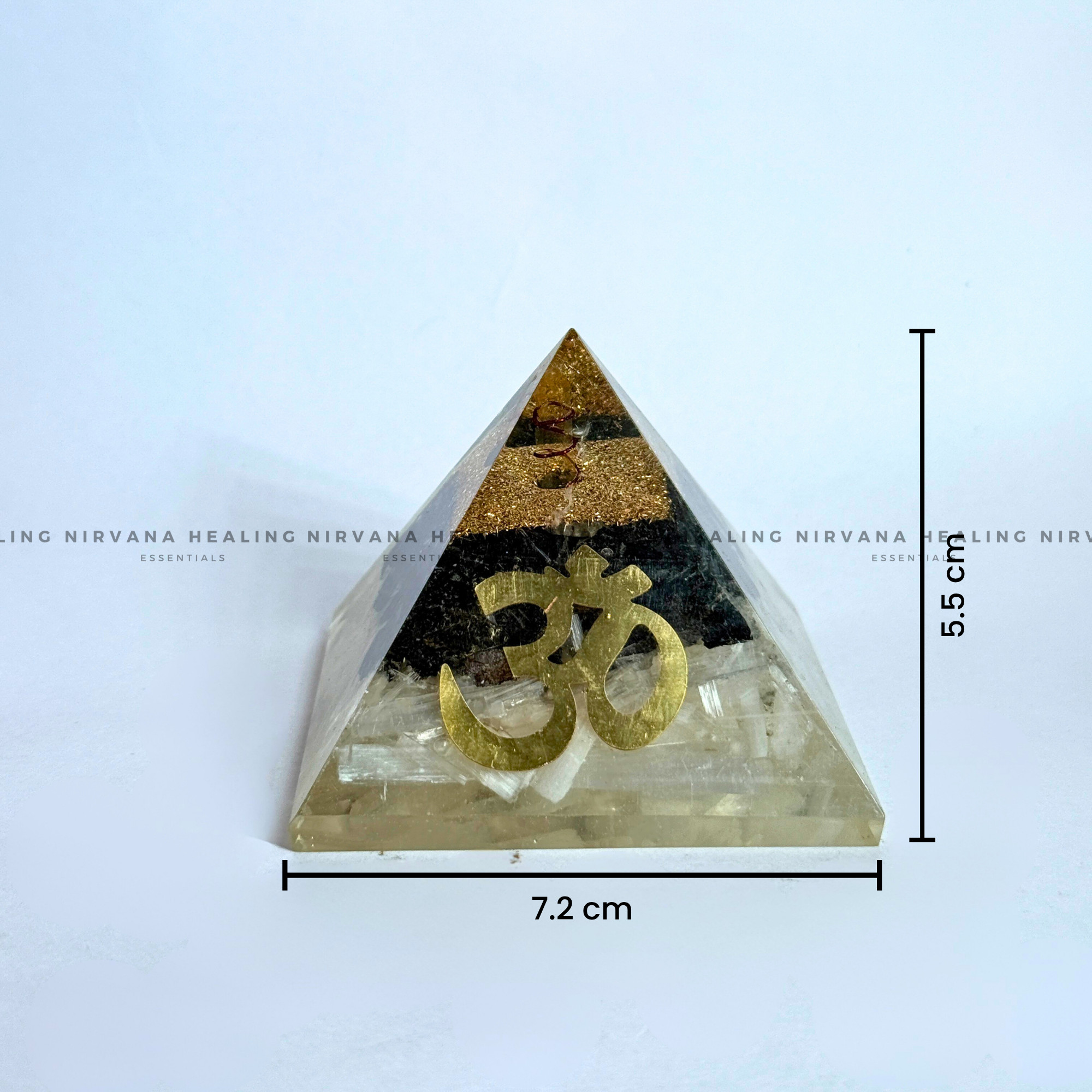 BLACK AGATE WITH CLEAR QUARTZ OM SYMBOL PYRAMID (Mental Clarity, Master Healer And Energy Amplifier).
- Image 4