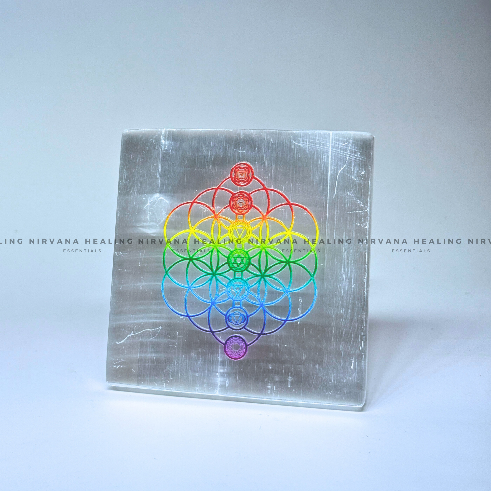 SELENITE FLOWERS AND CHAKRAS CHARGING PLATE (Aura Cleansing ,Charging, Cleansing And Purification). - Image 4