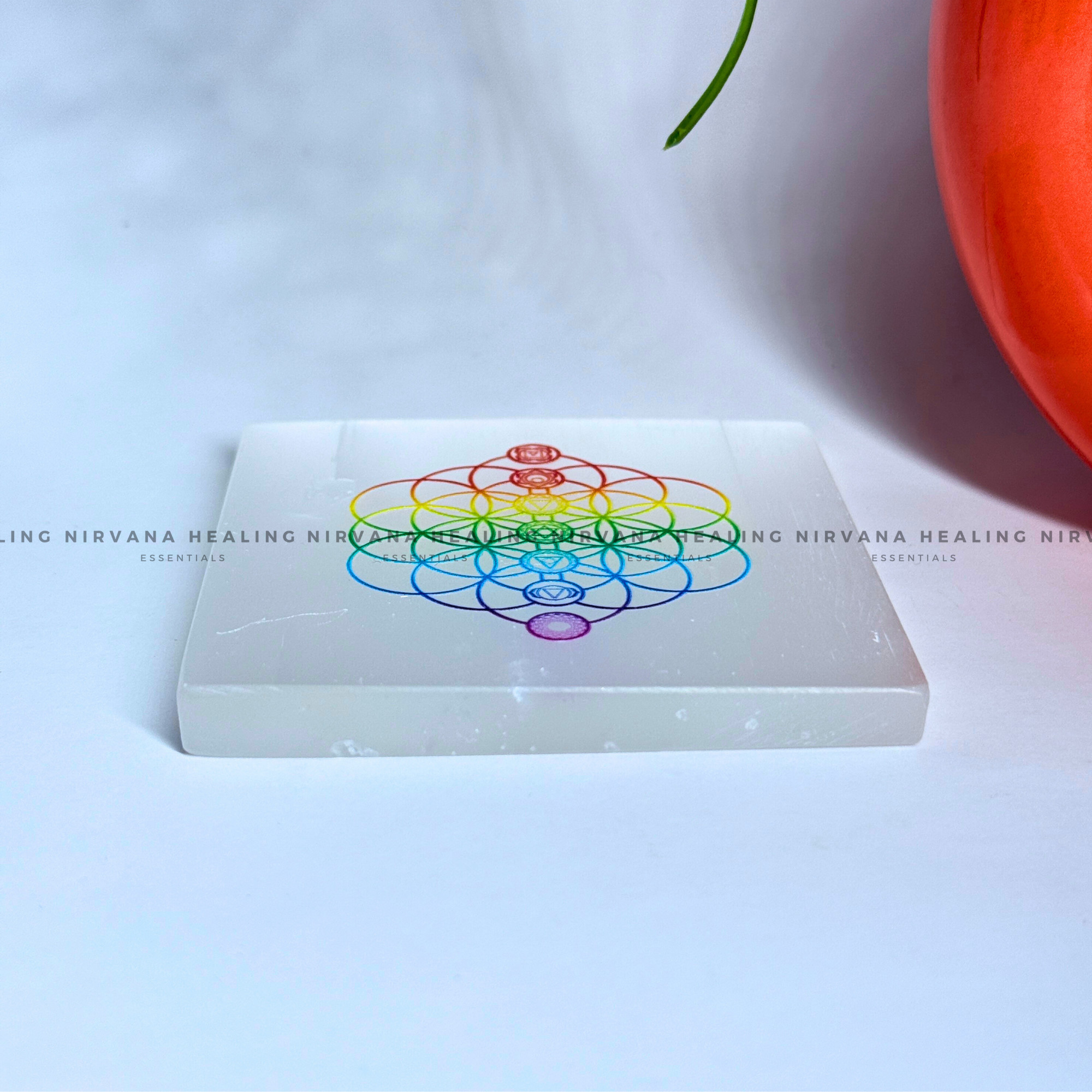 SELENITE FLOWERS AND CHAKRAS CHARGING PLATE (Aura Cleansing ,Charging, Cleansing And Purification). - Image 3