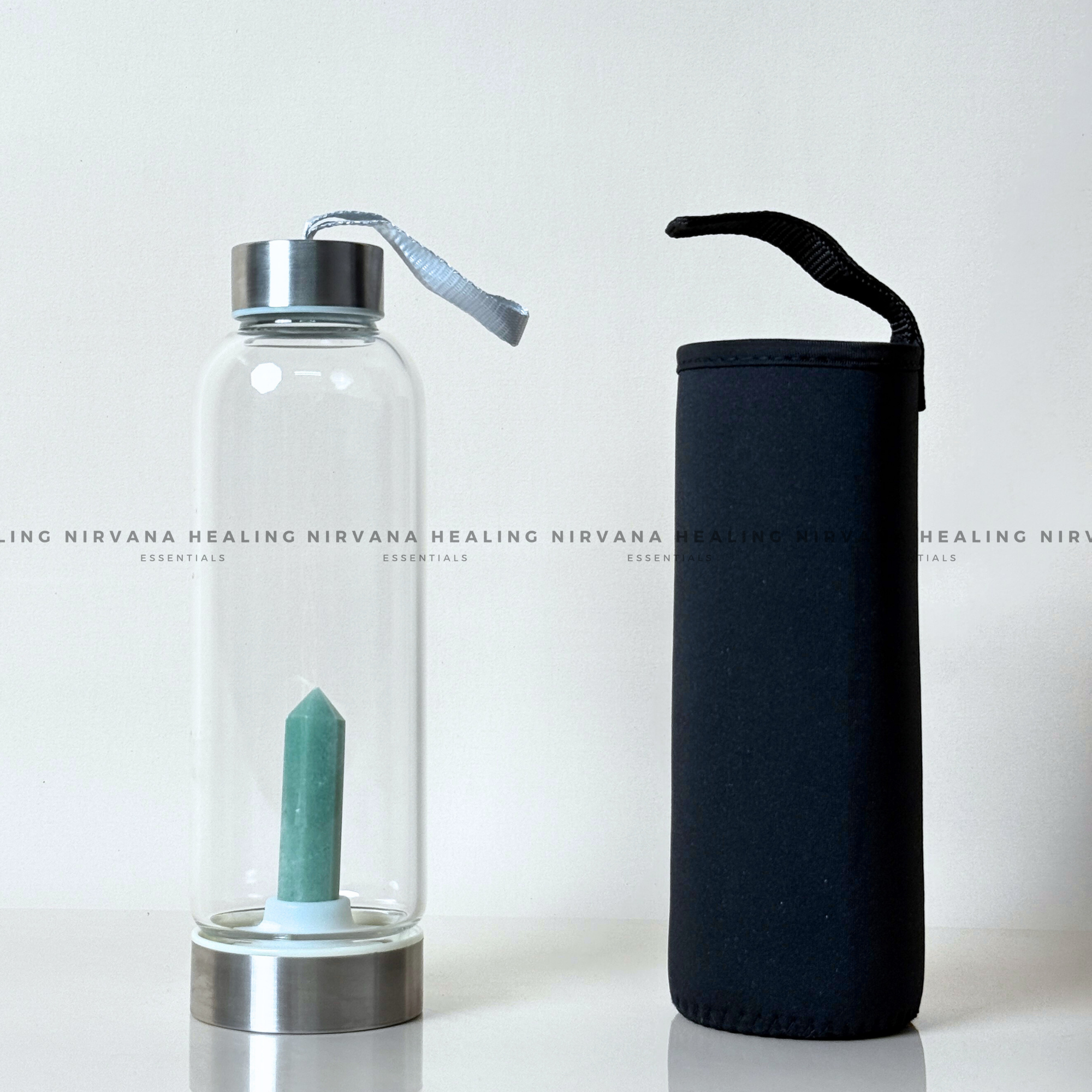 GREEN JADE INFUSED CRYSTAL ELIXIR BOTTLE (Luck, Harmony, Peace And Abundance) - Image 2