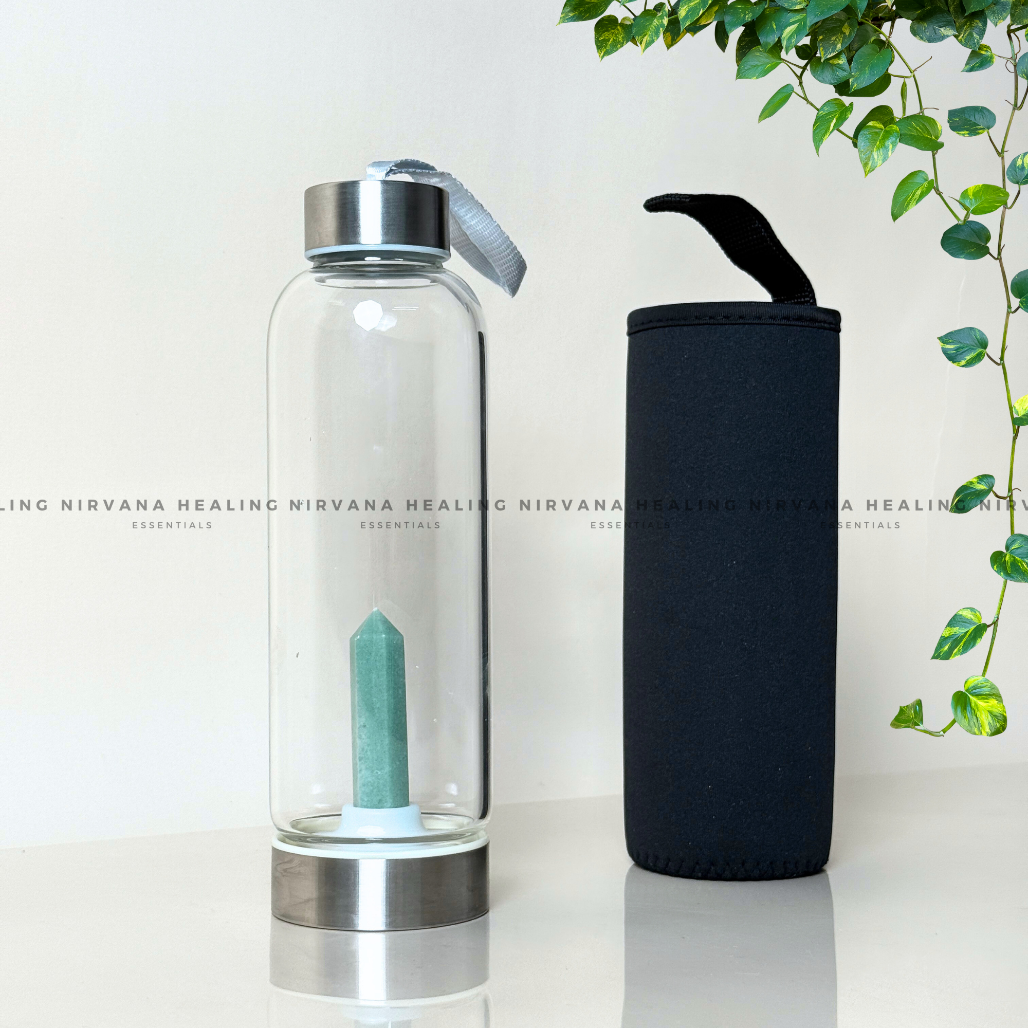 GREEN JADE INFUSED CRYSTAL ELIXIR BOTTLE (Luck, Harmony, Peace And Abundance) - Image 3