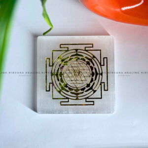 SELENITE GOLDEN SHREE YANTRA CHARGING PLATE (Aura Cleansing ,Charging, Cleansing And Purification).