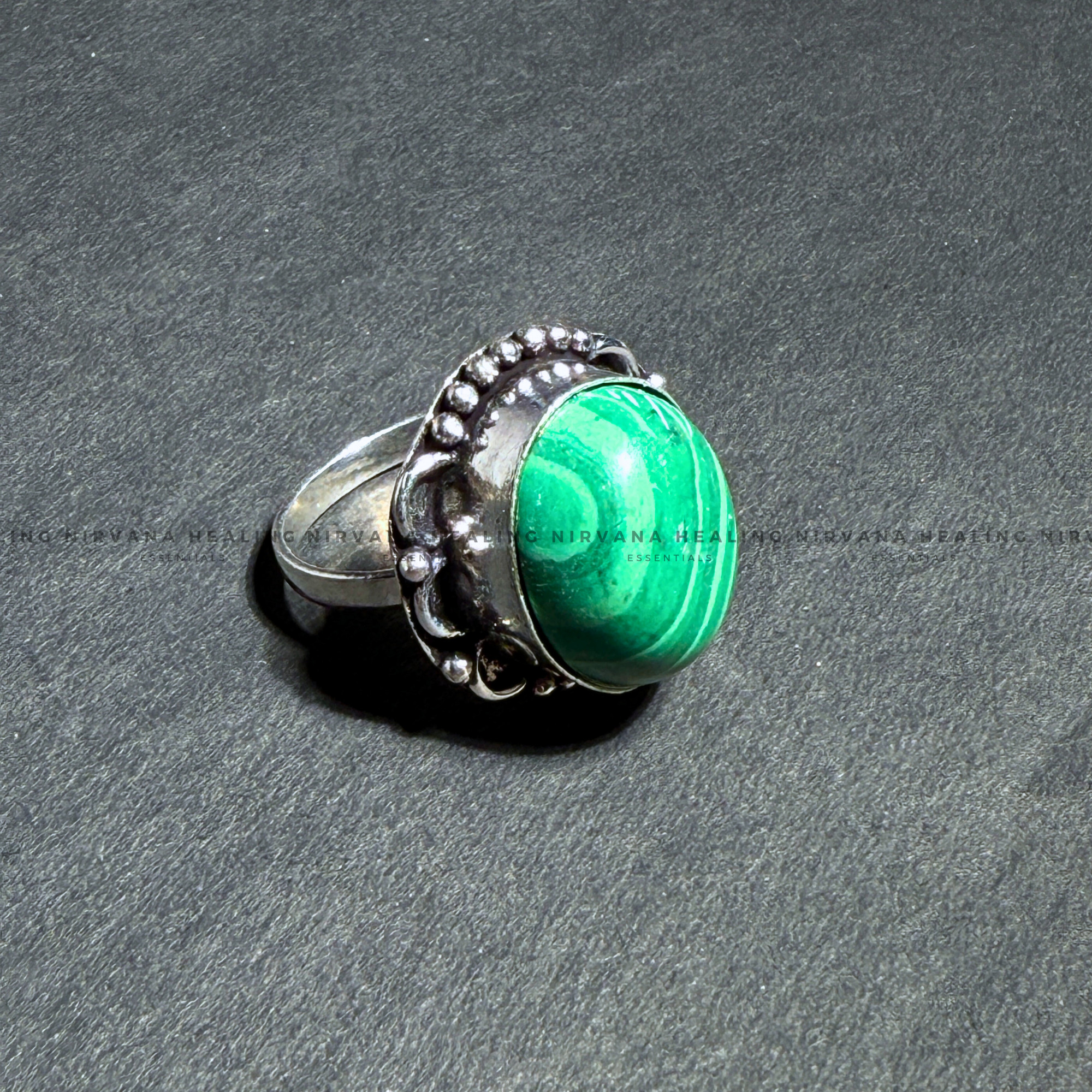 MALACHITE ROUND RING (Transformation, Pain Reliever And Emotional Healing) .
- Image 2