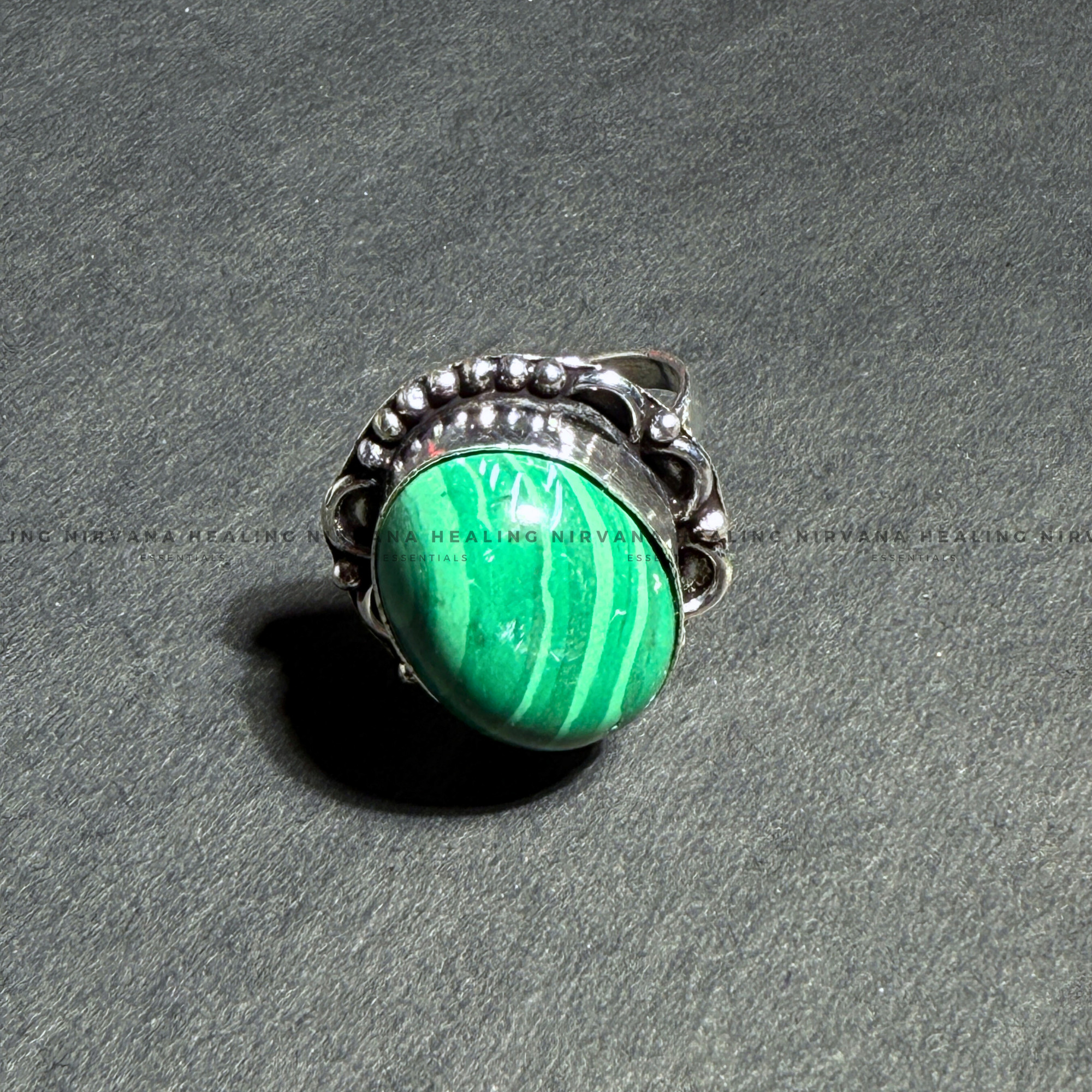 MALACHITE ROUND RING (Transformation, Pain Reliever And Emotional Healing) .
- Image 5