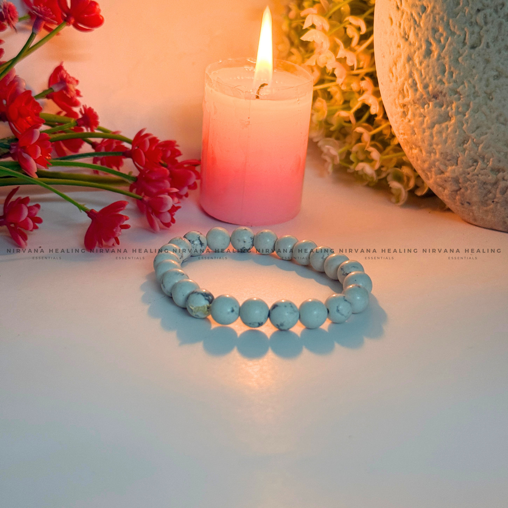 HOWLITE ROUND BEADED BRACELET (Peace, Sleep, Patience And Spiritual Awakening) - Image 4