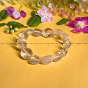 CLEAR QUARTZ TUMBLE OVAL BEADED BRACELET (Mental Clarity, Master Healer And Energy Amplifier).