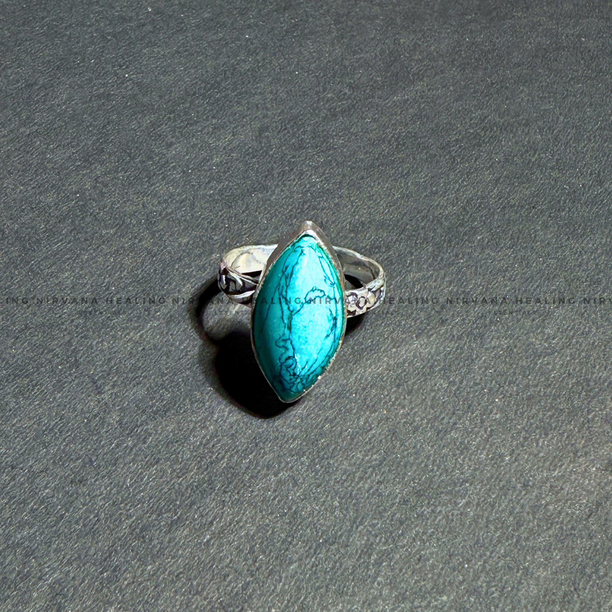 TURQUOISE DIAMOND SHAPED RING (Divine Protection, Psycho Gifts, Healing, Wisdom, Truth) - Image 2
