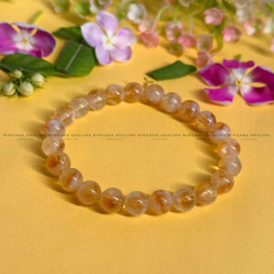 NATURAL CITRINE ROUND BEADED BRACELET (Abundance, Creativity, Success And Confidence) 