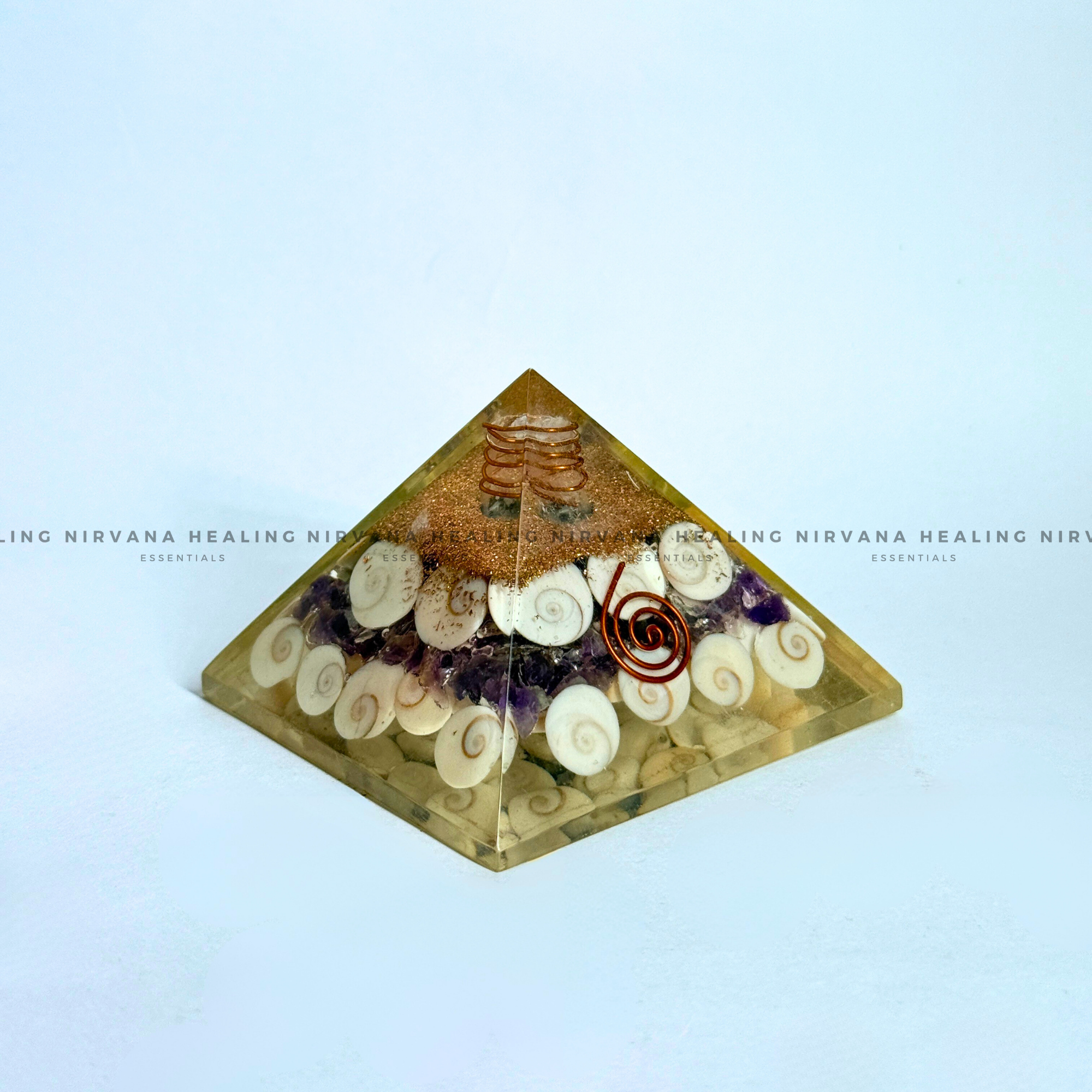 AMETHYST WITH GOMTI CHAKRA PYRAMID (Meditation, Stress Reduction, Intuition and Manifestation) - Image 4
