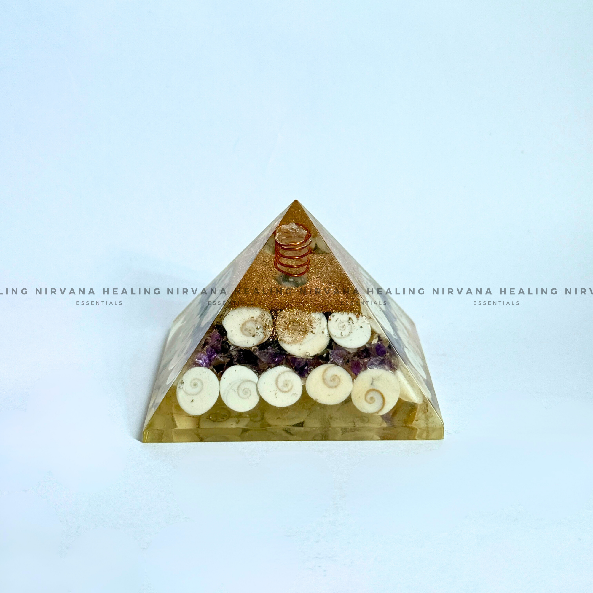 AMETHYST WITH GOMTI CHAKRA PYRAMID (Meditation, Stress Reduction, Intuition and Manifestation) - Image 3