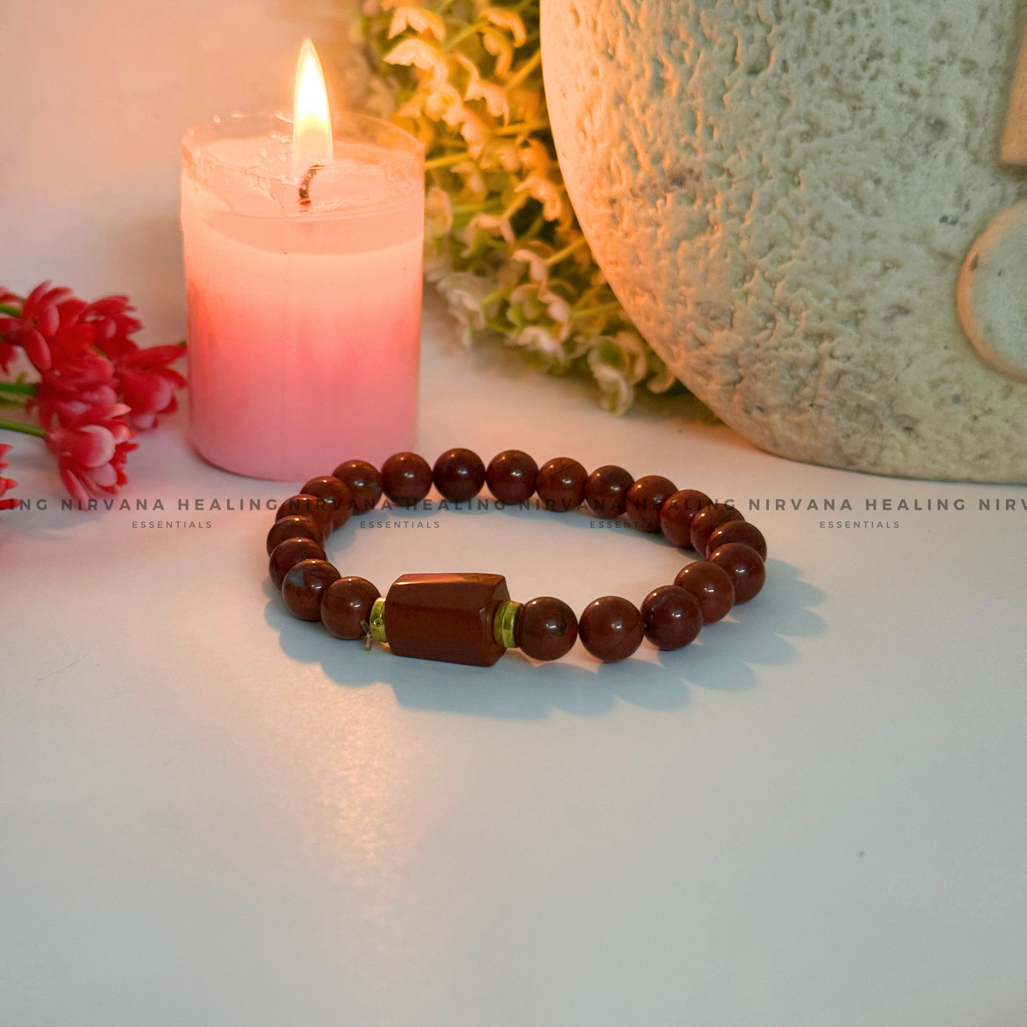 RED JASPER WITH TUMBLE BRACELET (Immunity, Strength, Health and Pain Relief) - Image 4