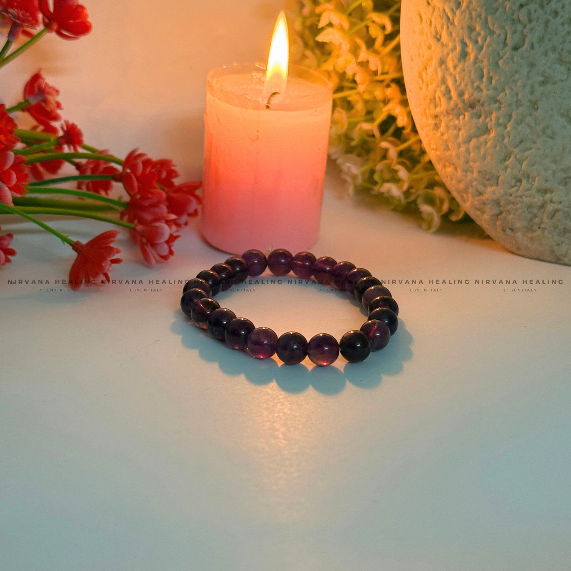 AMETHYST ROUND BEADED BRACELET (Meditation, Stress Reduction, Intuition and Manifestation) - Image 2