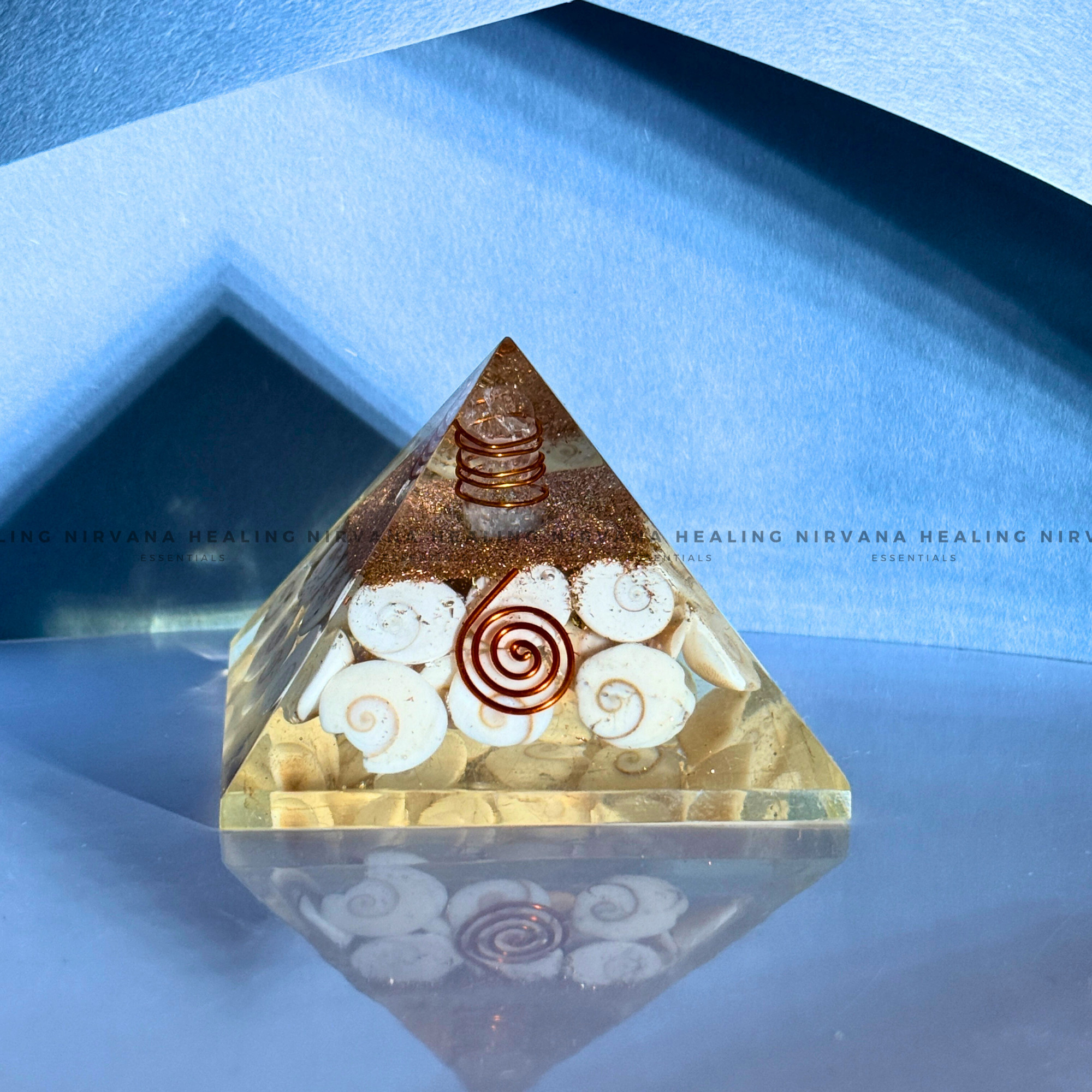 AMETHYST WITH GOMTI CHAKRA PYRAMID (Meditation, Stress Reduction, Intuition and Manifestation) - Image 2