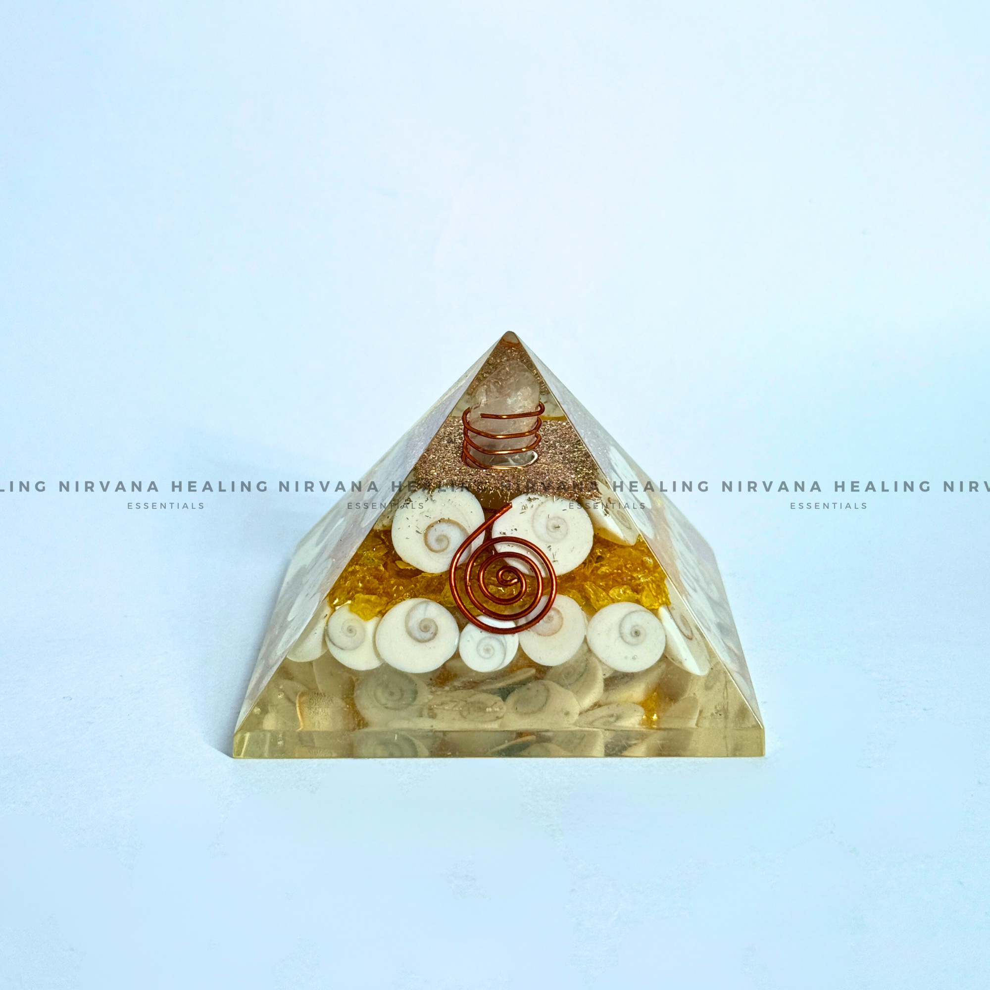 CITRINE WITH GOMTI CHAKRA PYRAMID (Abundance, Creativity, Success And Confidence)