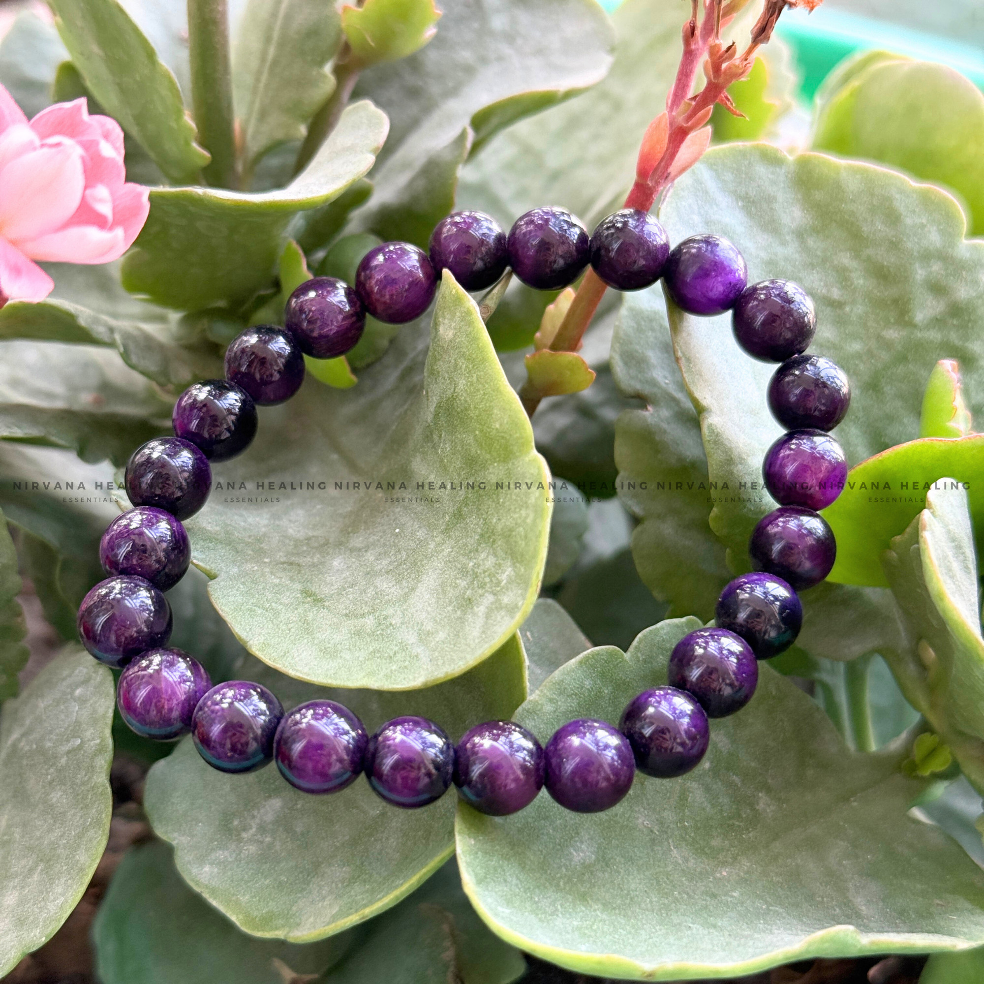 AMETHYST ROUND BEADED BRACELET (Meditation, Stress Reduction, Intuition and Manifestation) - Image 5