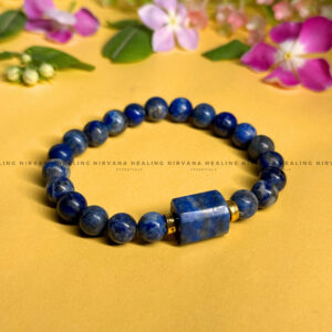 LAPIS LAZULI WITH TUMBLE BRACELET (Communication, Truth, Ease Of Expression And Wisdom)