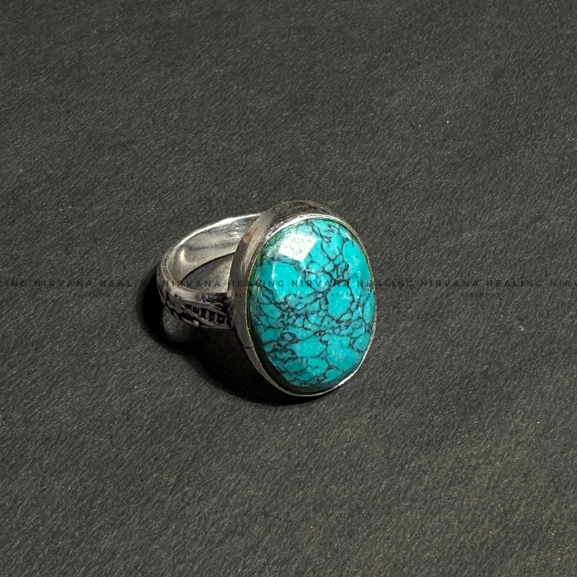 TURQUOISE JADE OVAL RING (Divine Protection, Psycho Gifts, Healing, Wisdom, Truth) - Image 2