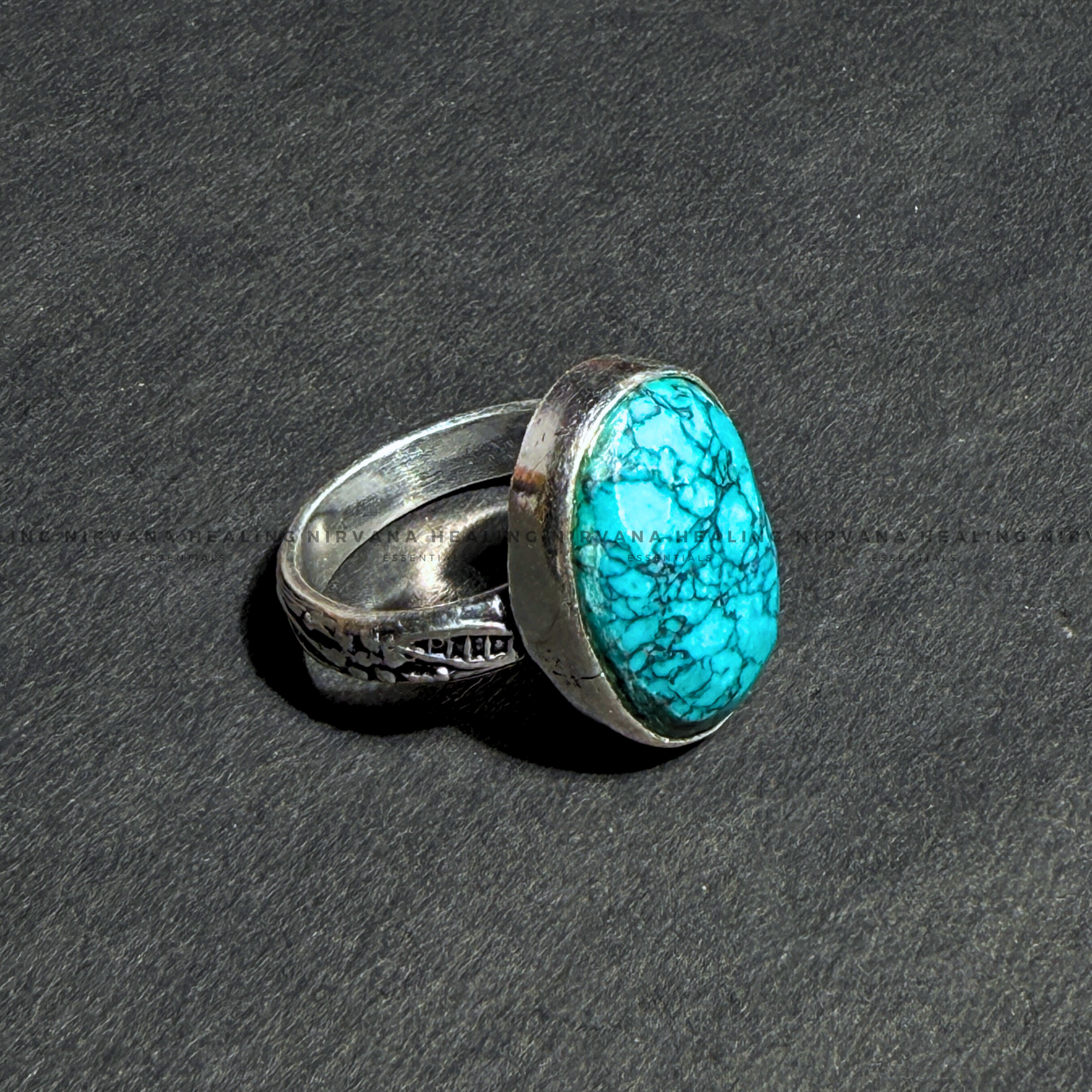TURQUOISE JADE OVAL RING (Divine Protection, Psycho Gifts, Healing, Wisdom, Truth) - Image 5