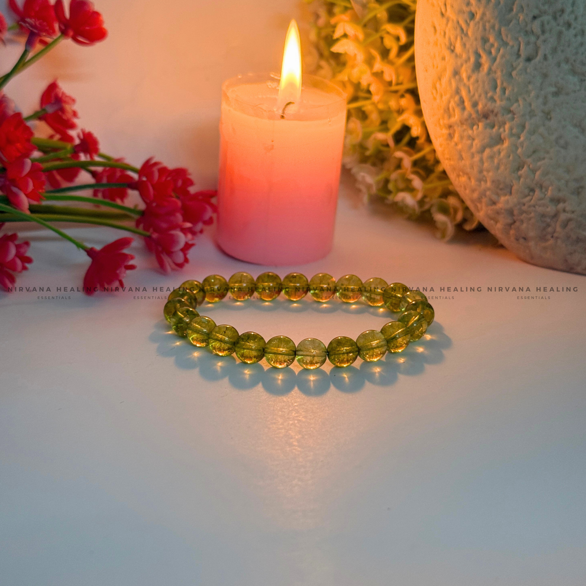 PERIDOT ROUND BEADED BRACELET (Prosperity, Cheerfulness, Abundance And Renewal) - Image 2