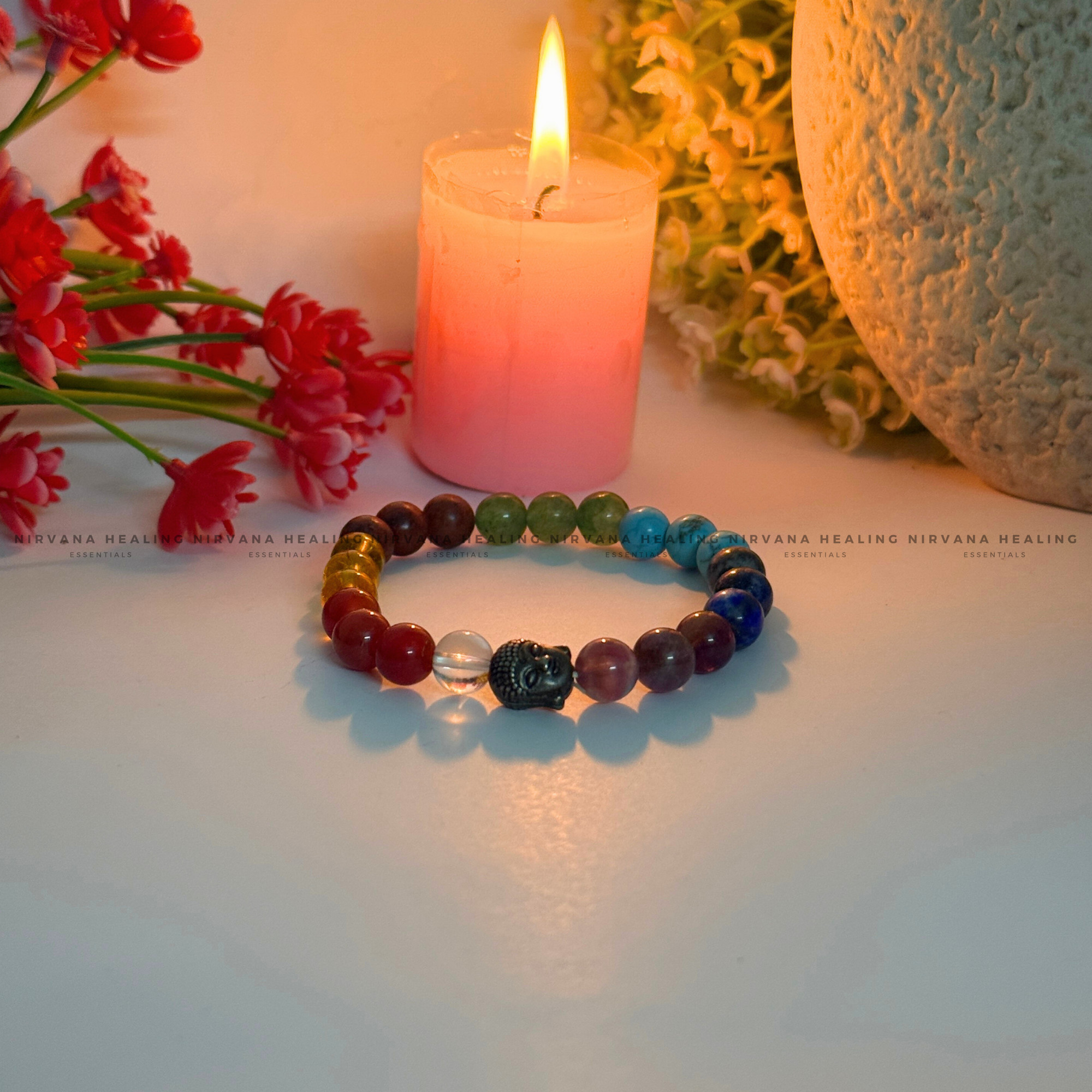 7 CHAKRAS ROUND BEADED BRACELET (Energy, Healing, Protection And Spiritual Alignment) - Image 3