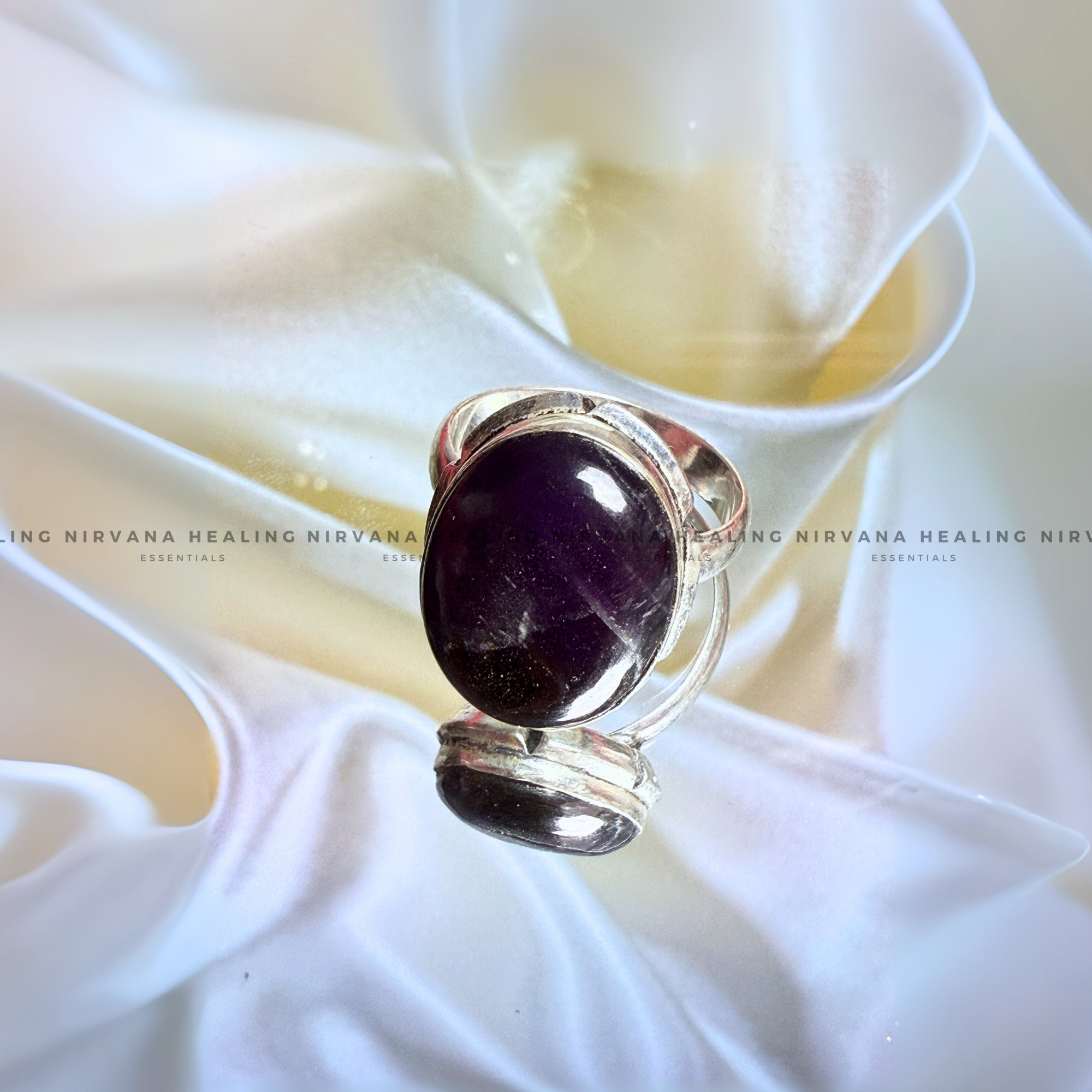 AMETHYST OVAL RING (Meditation, Stress Reduction, Intuition and Manifestation)