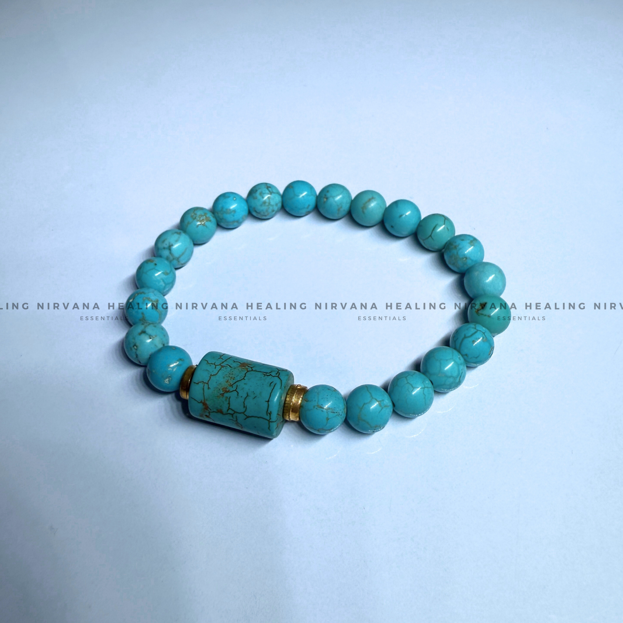 TURQUOISE ROUND BEADED DESIGN BRACELET (Divine Protection, Psycho Gifts, Healing, Wisdom, Truth) - Image 3