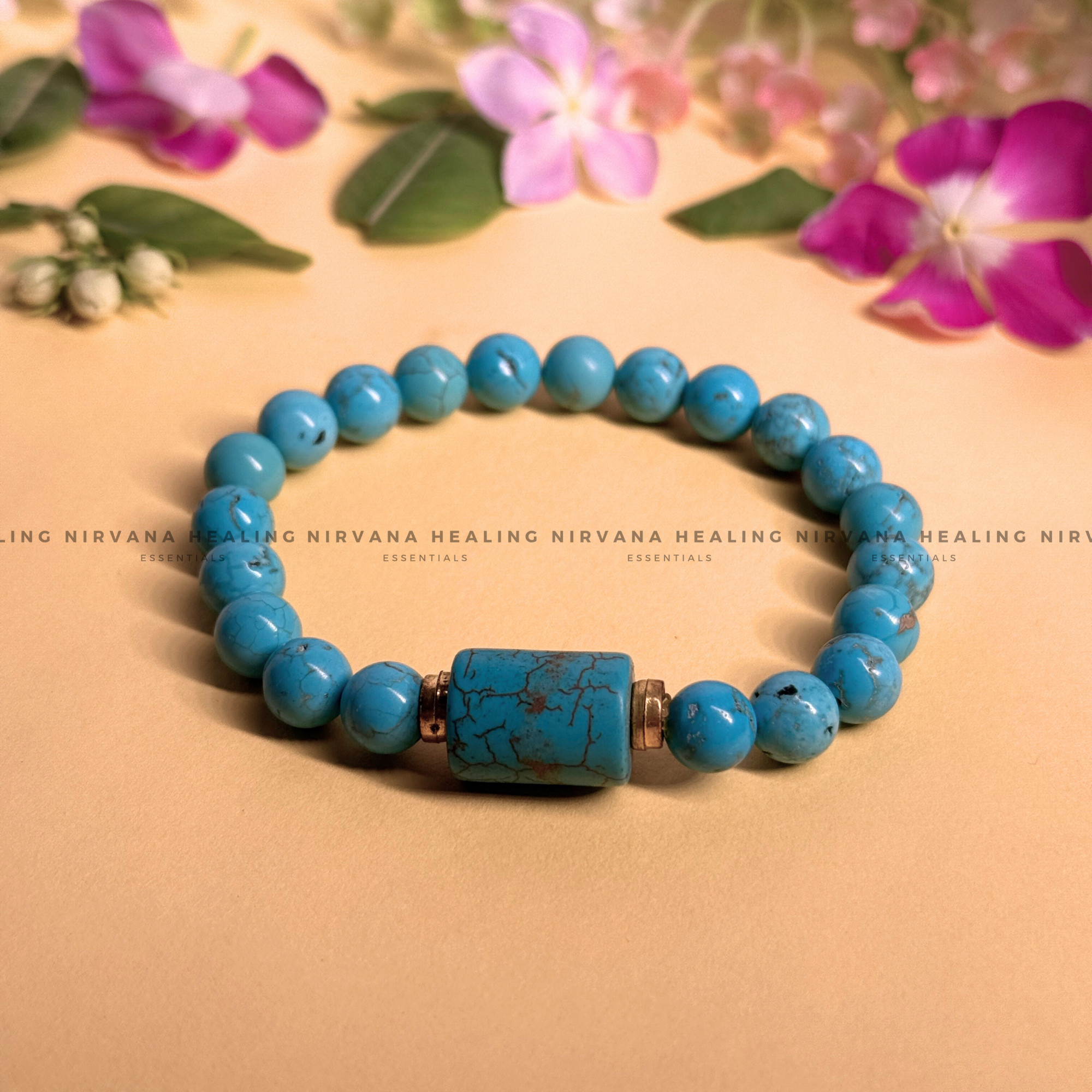 TURQUOISE ROUND BEADED DESIGN BRACELET (Divine Protection, Psycho Gifts, Healing, Wisdom, Truth)